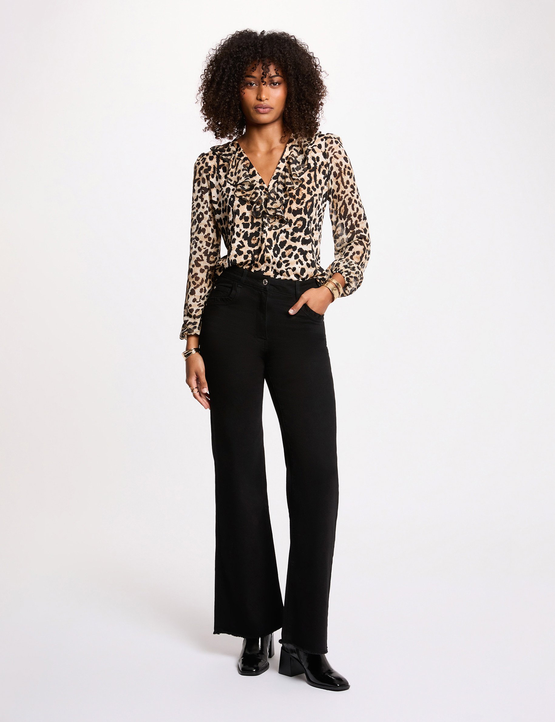 V-neck voile t-shirt multicolor women