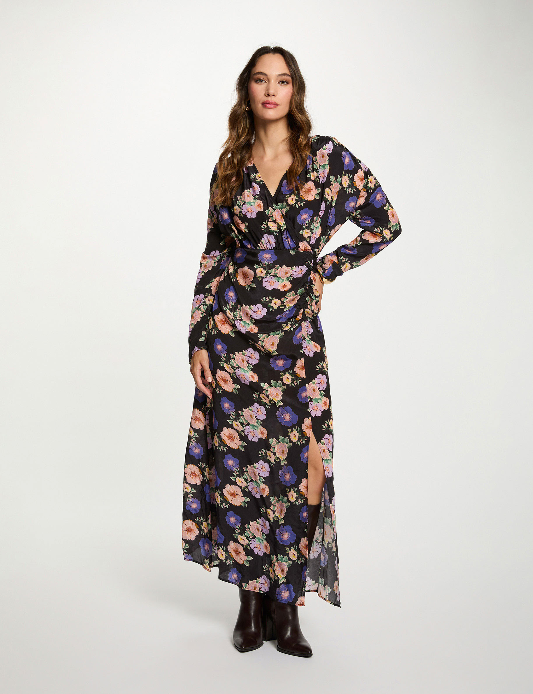 robe longue satinee multicolore femme Robe longue satinée multicolore femme