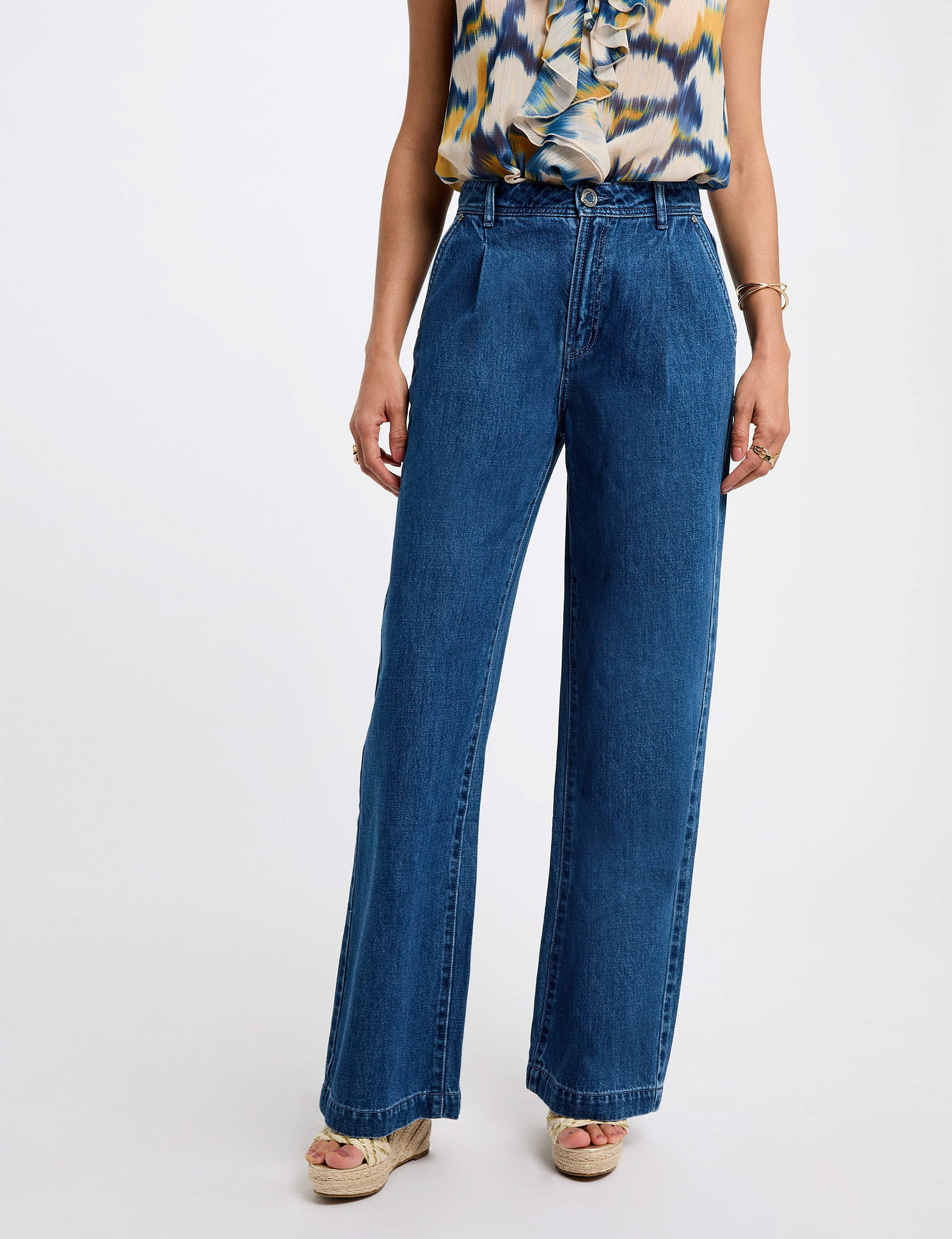 high waist wide leg jeans stone wash denim women High waist wide leg jeans stone wash denim women