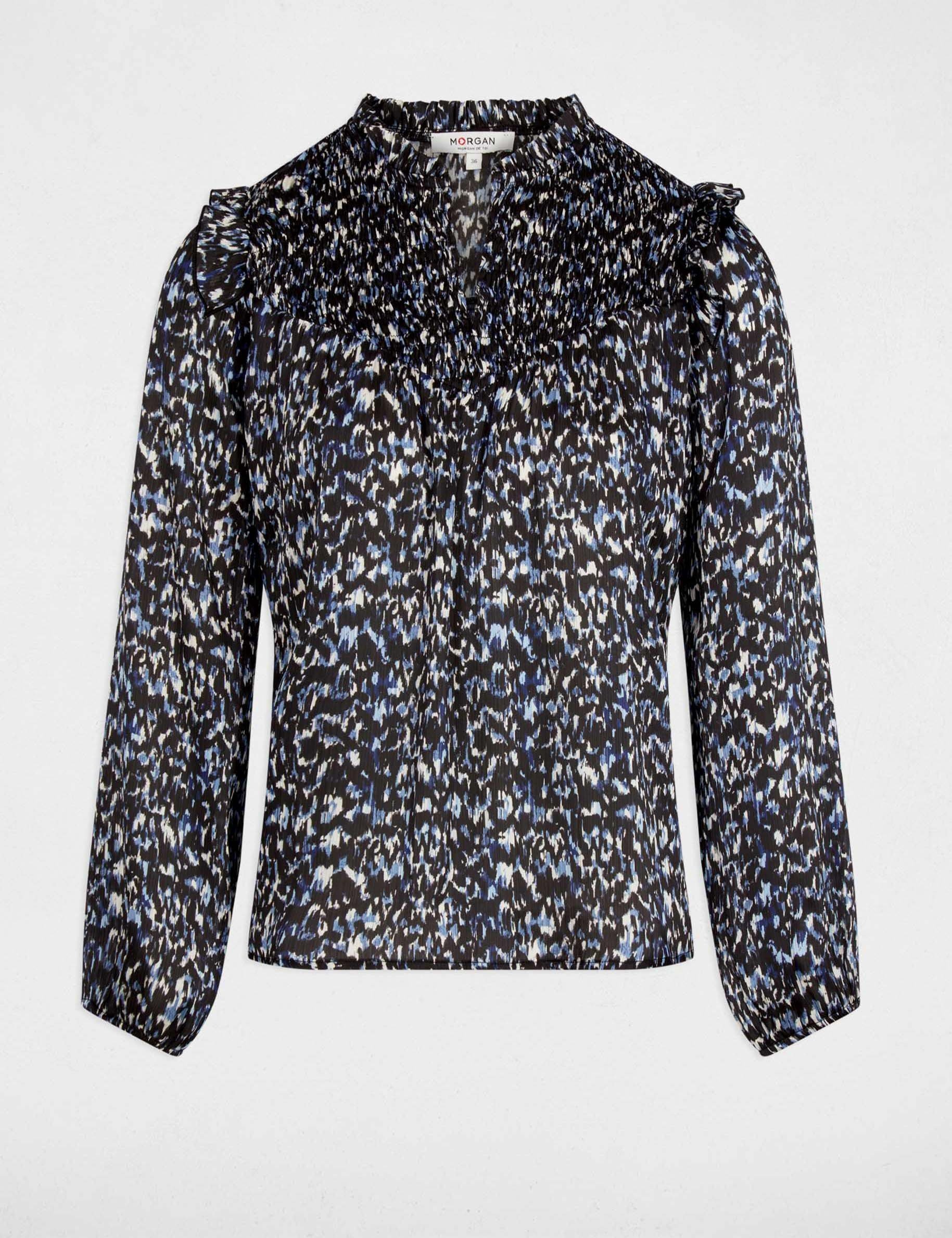 Pleated blouse with V-neck multicolor women