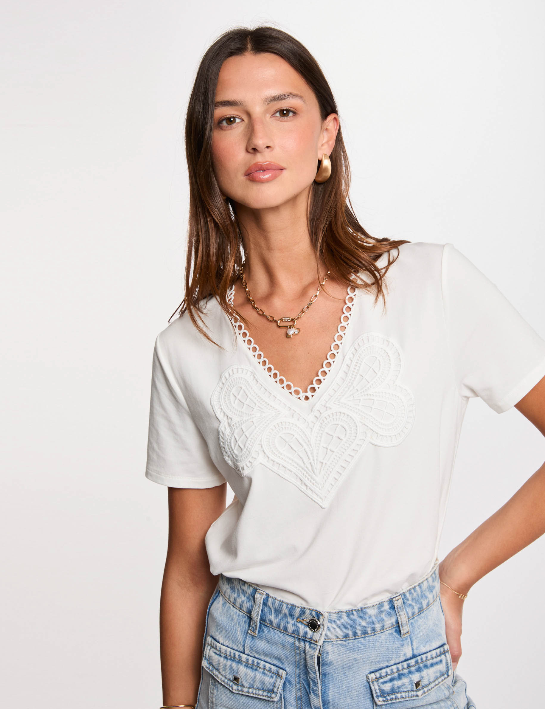 t shirt manches courtes blanc femme T-shirt manches courtes blanc femme