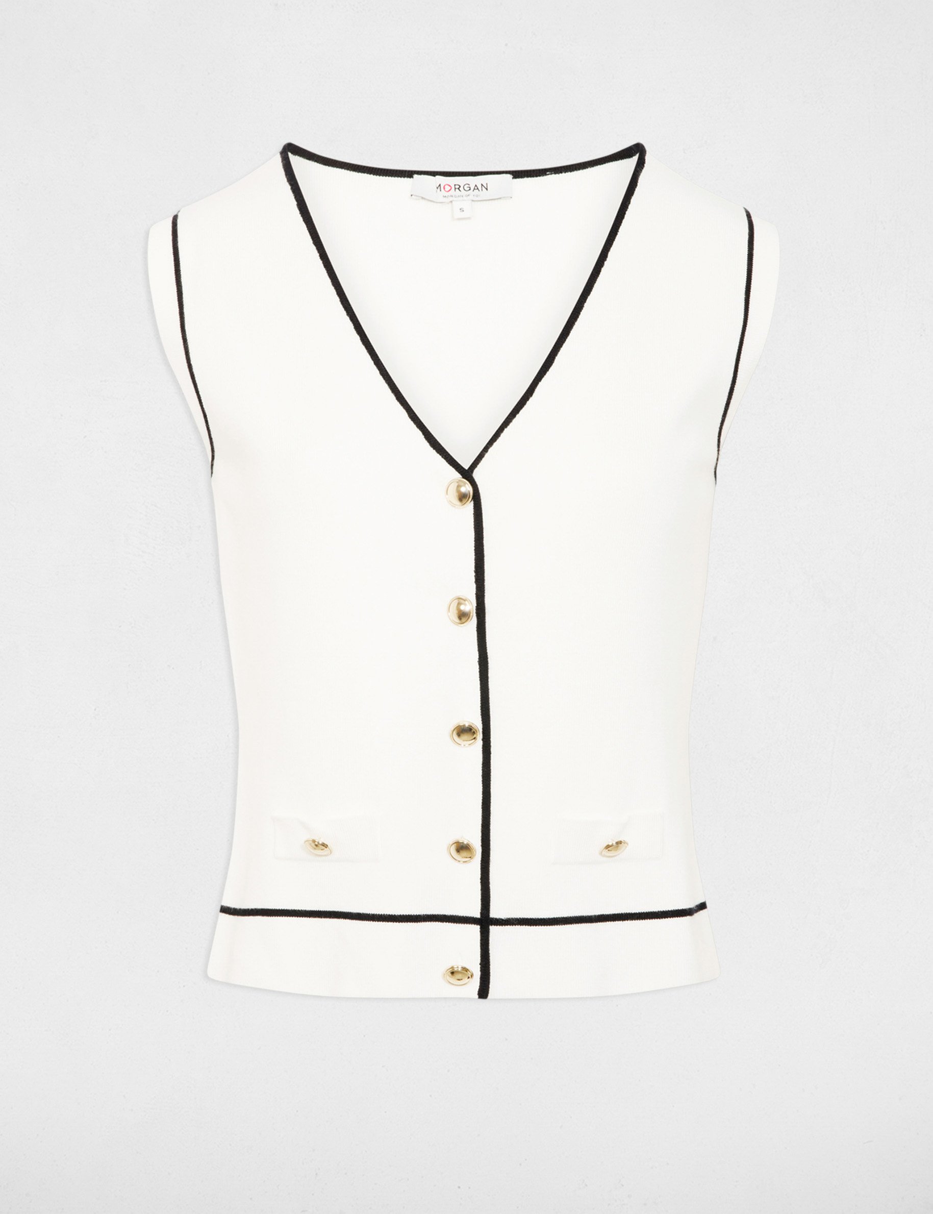 Sleeveless V-neck sweater white women