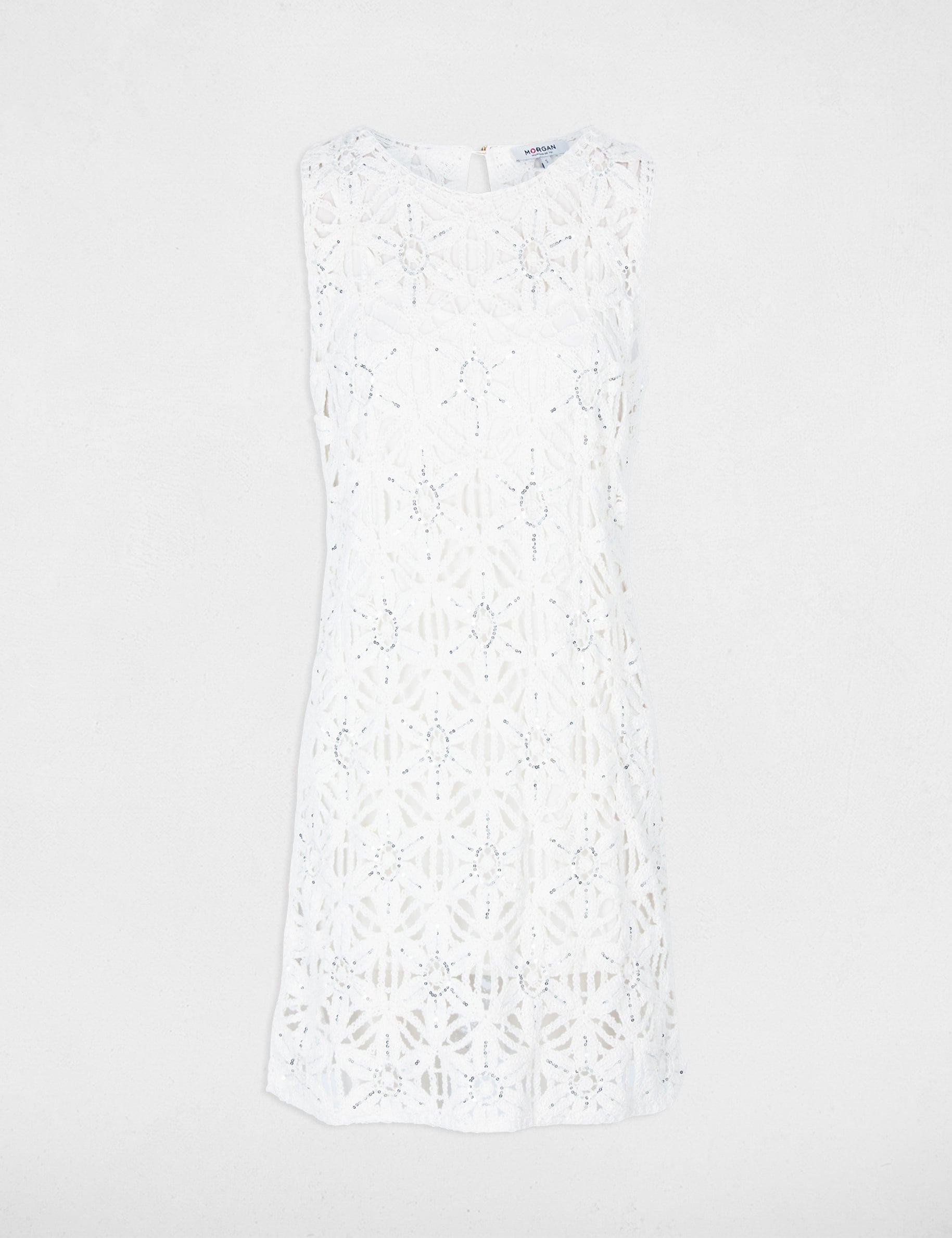 Knitted fitted dress white women | Morgan