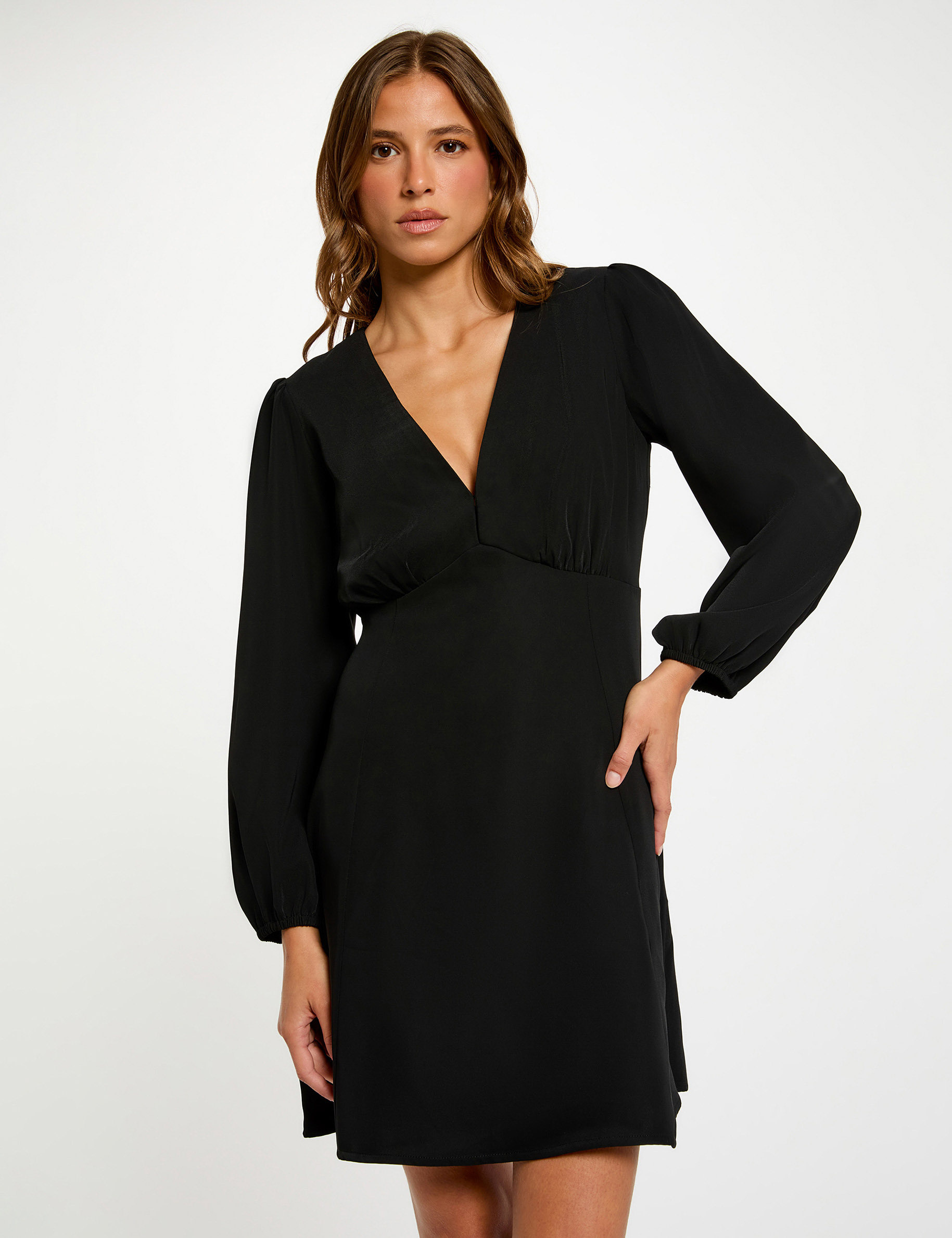 Robe courte trapèze noir femme