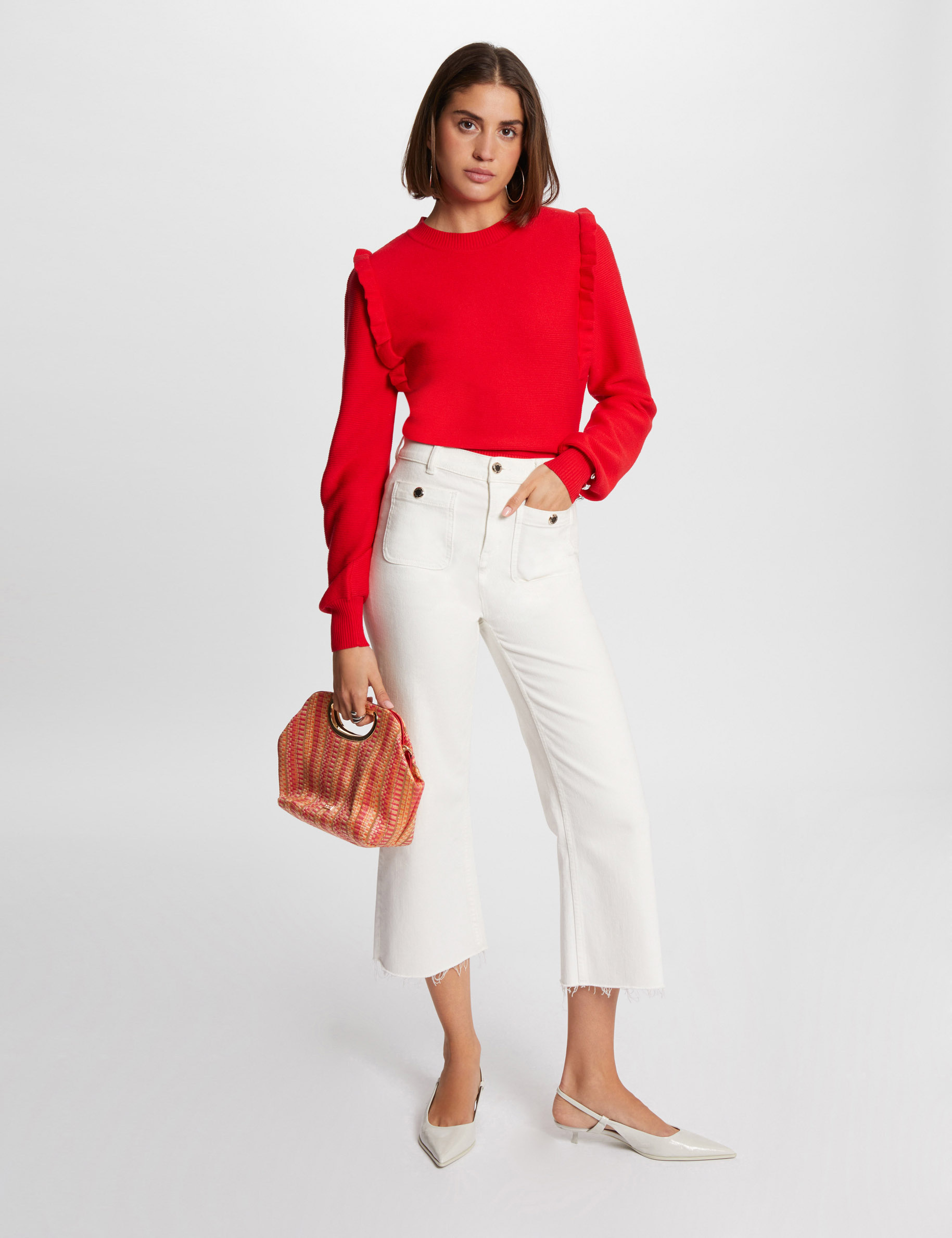 long sleeved jumper ruffles red women Long-sleeved jumper ruffles red women