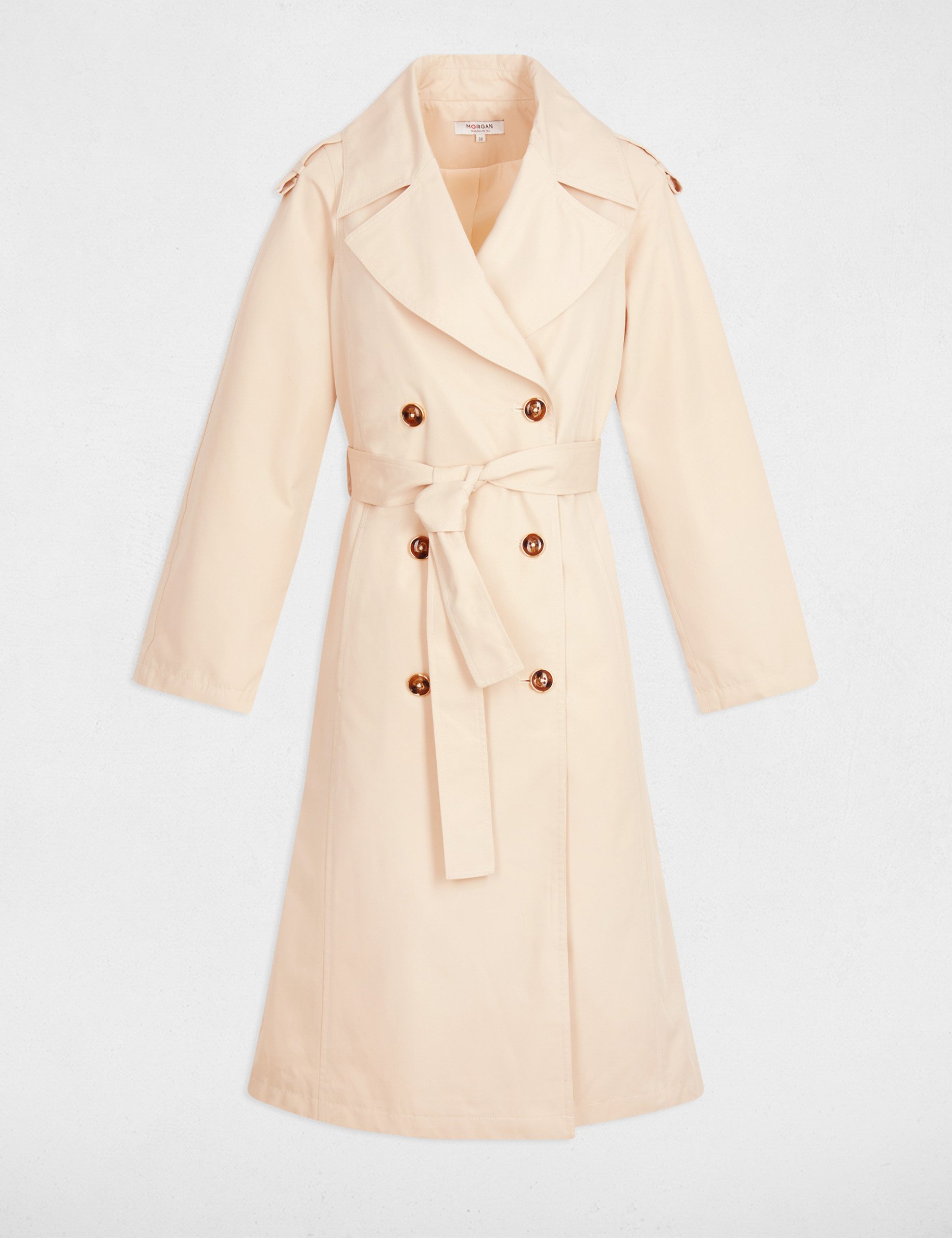 long trench coat with tailored collar sand women Long trench coat with tailored collar sand women