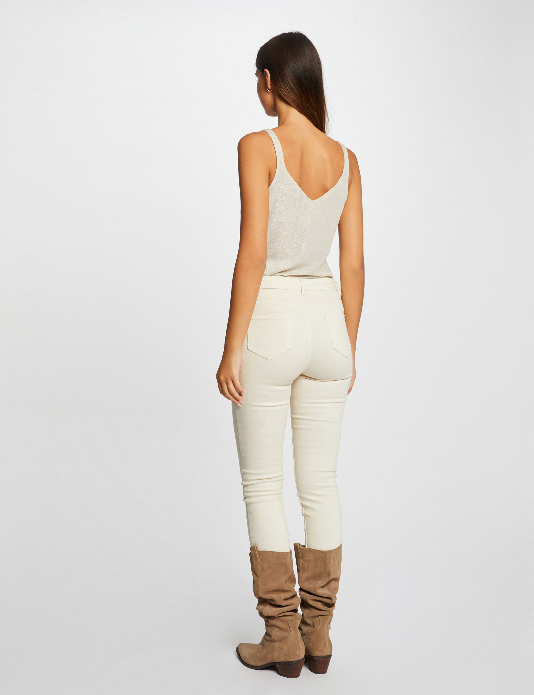 vest top v neck and metallised threads ivory women Vest top V-neck and metallised threads ivory women