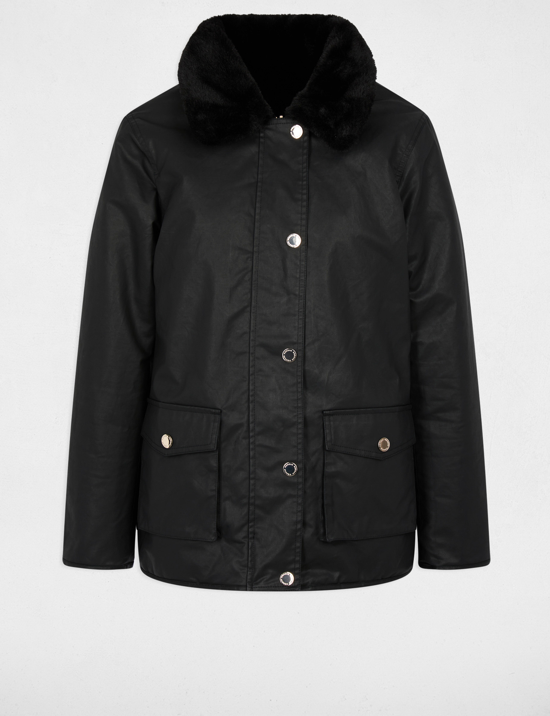 Reversible coated parka black women