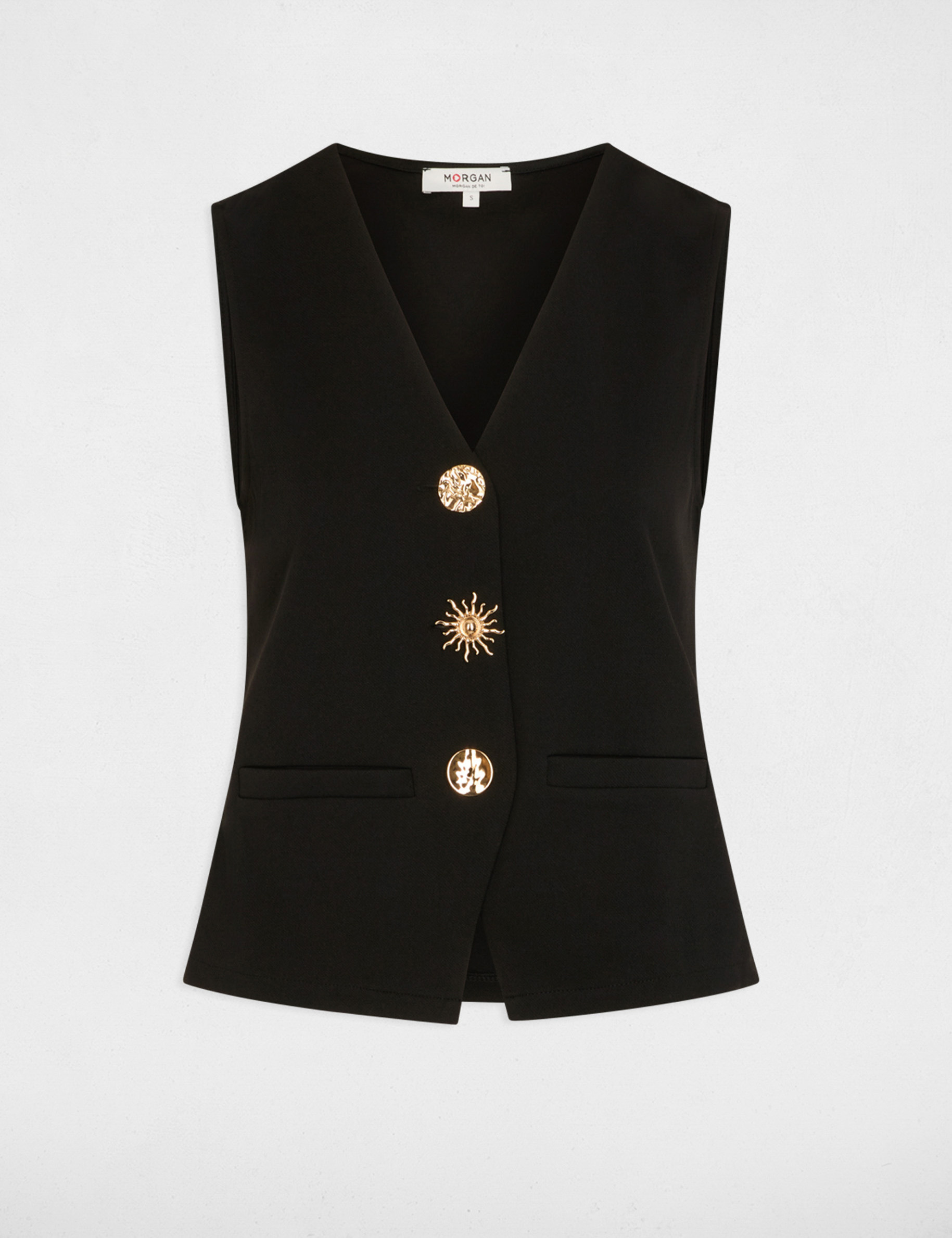 Sleeveless V-neck cardigan black women