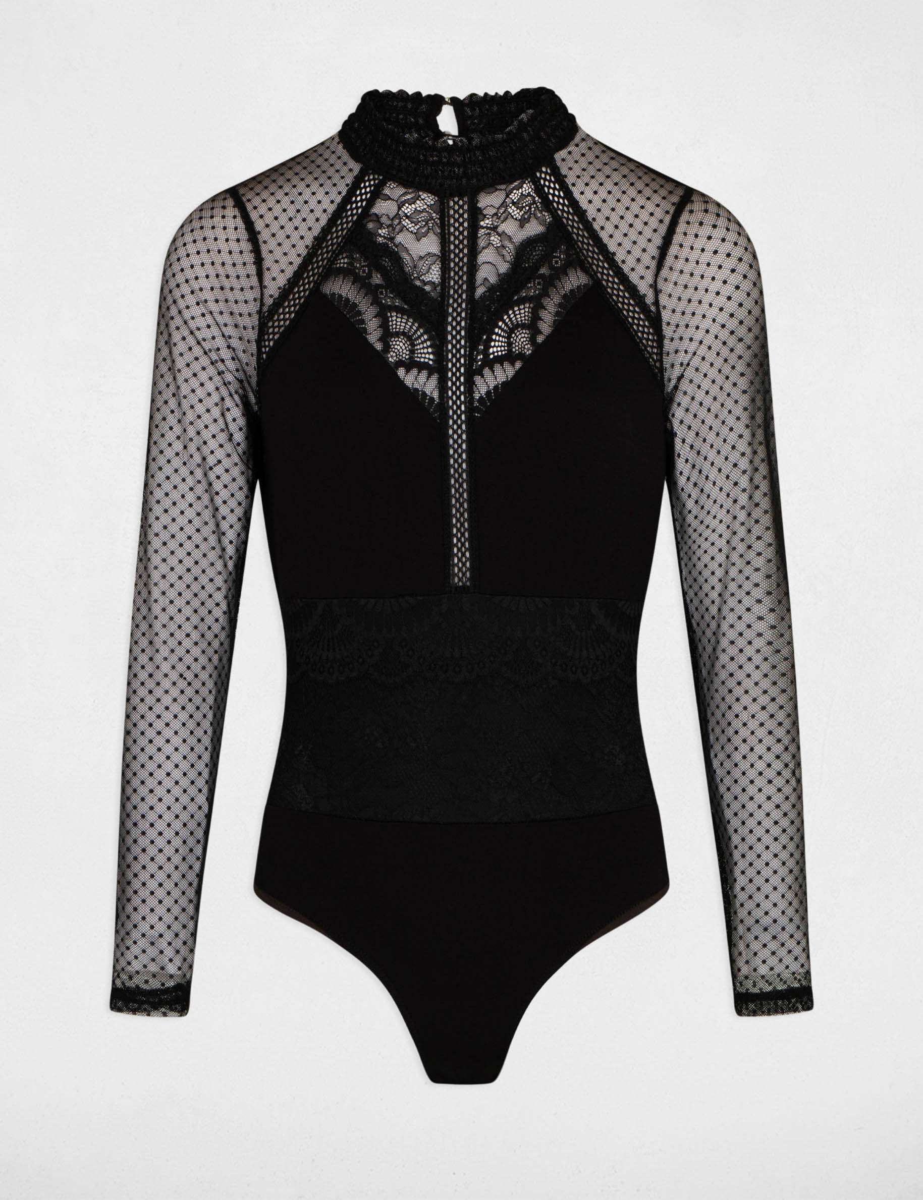 Long-sleeved t-shirt with dobby spot black women