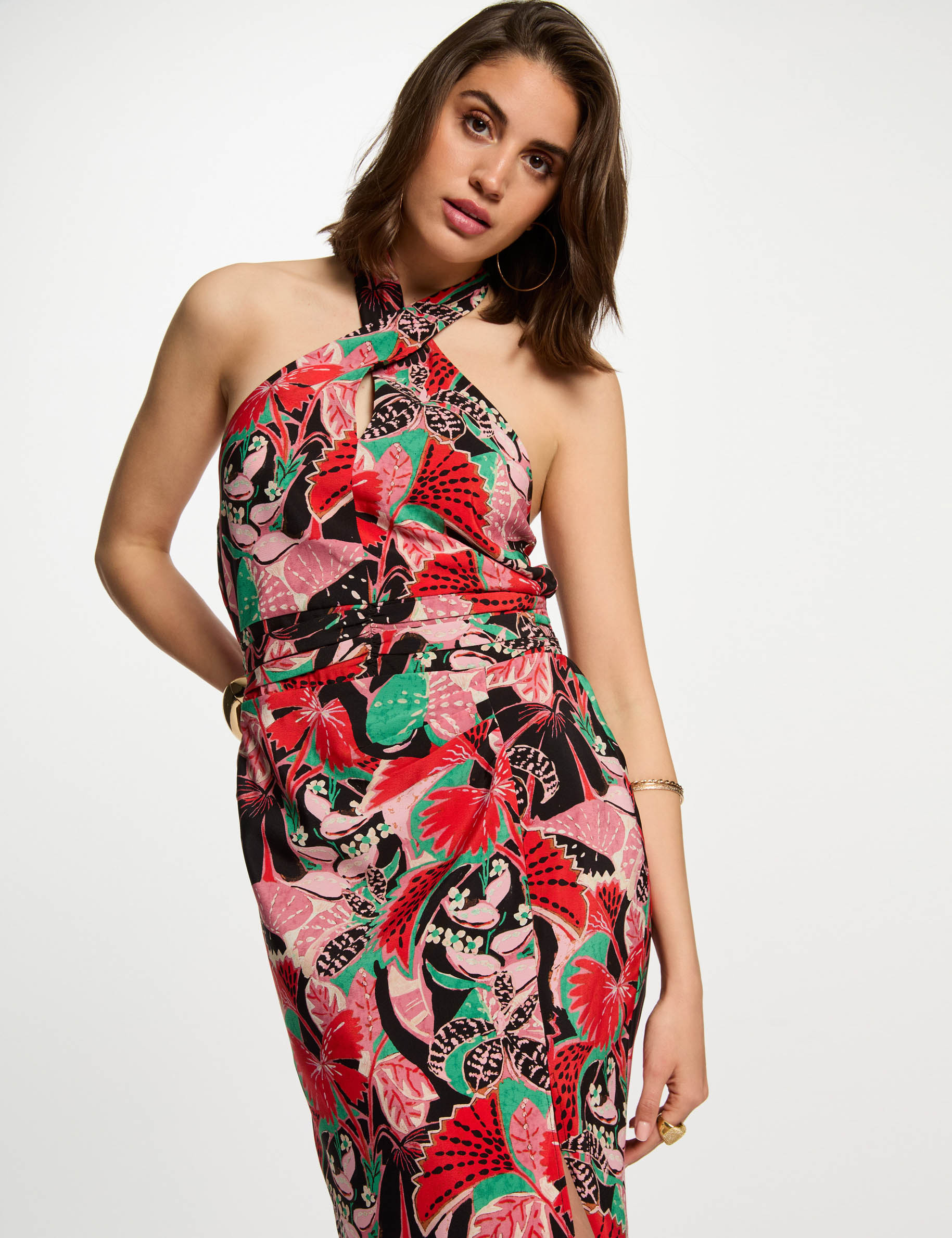 printed fitted dress multicolor women Printed fitted dress multicolor women