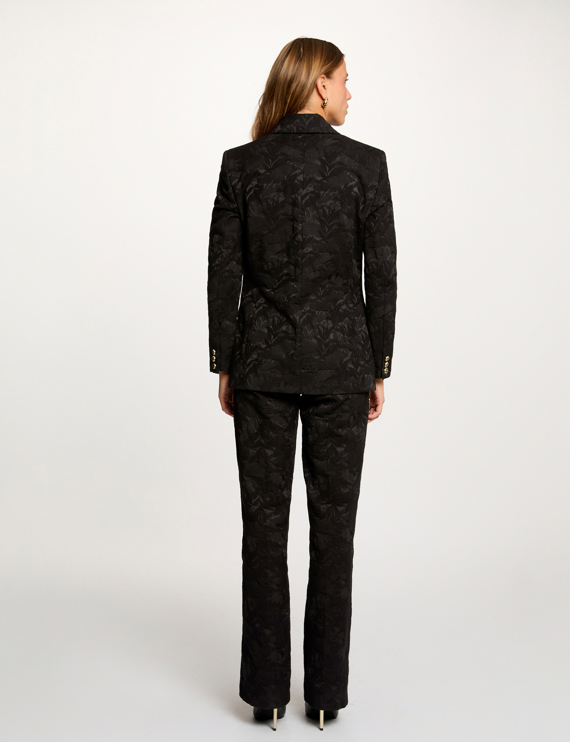 High-waisted slim trousers black women