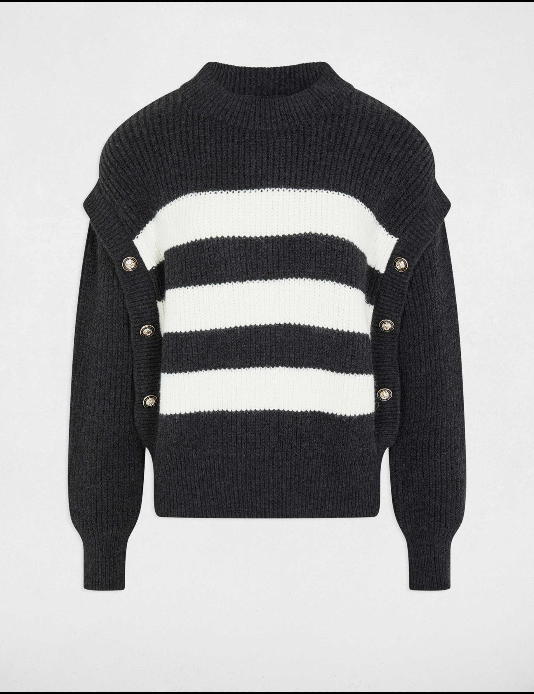 stripped jumper round neck anthracite grey women Stripped jumper round neck anthracite grey women