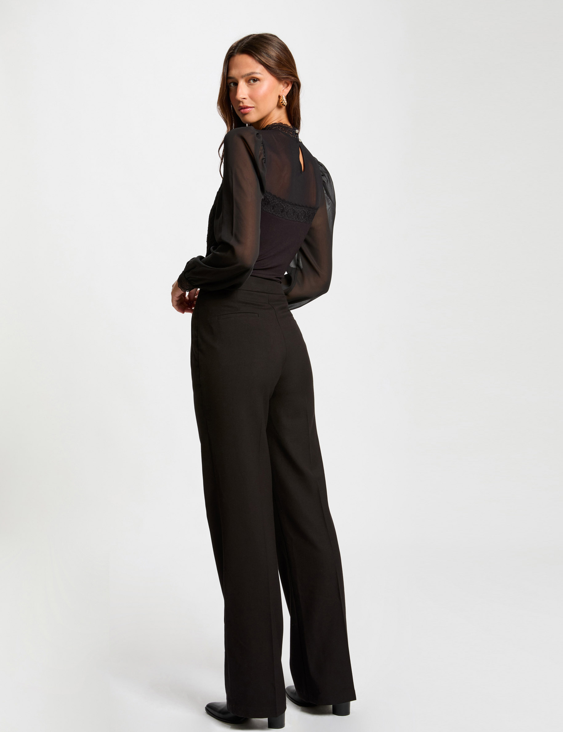 flare trousers with darts black women Flare trousers with darts black women