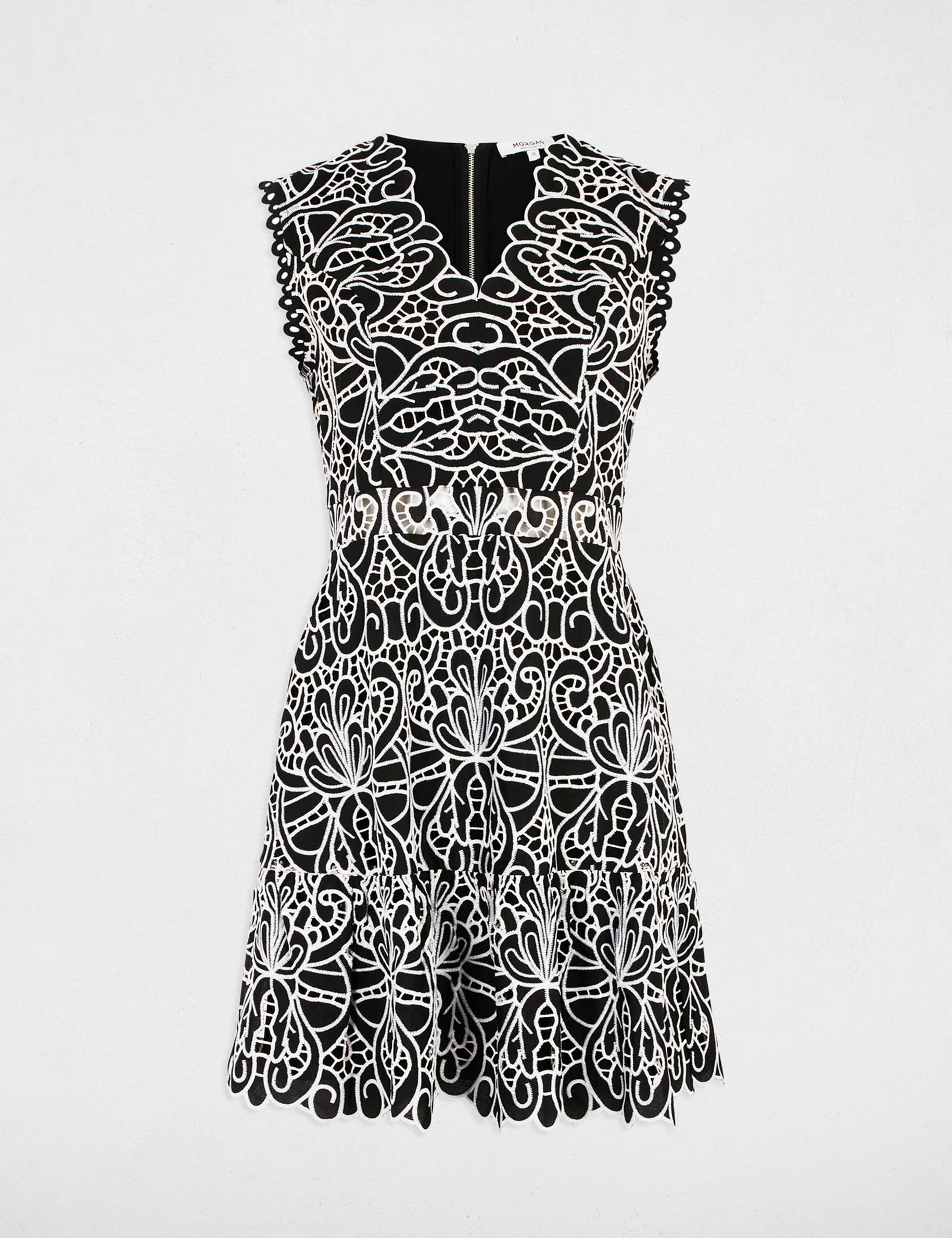 embroidered a line mini dress black women Embroidered A-line mini dress black women