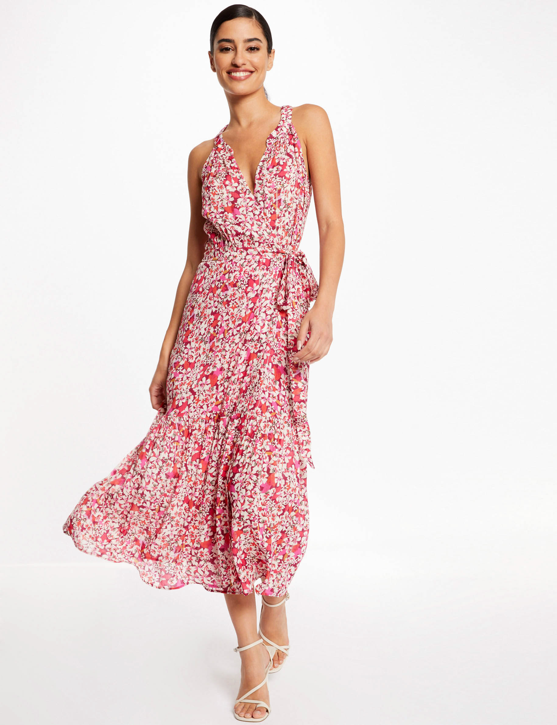 Maxi A-line dress with floral print multico ladies' Maxi A-line dress with floral print multico ladies'