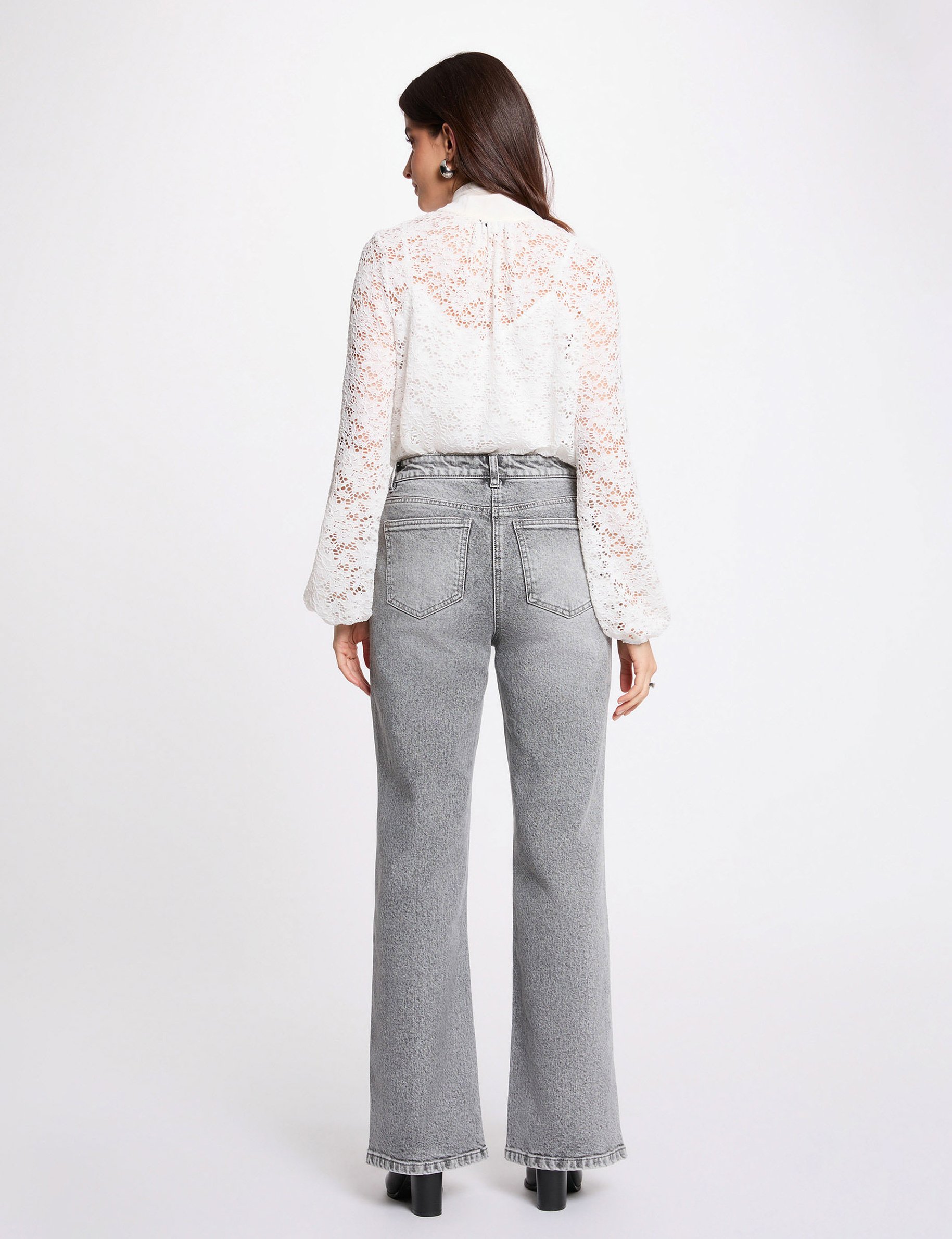 Lace t-shirt with lavallière white women