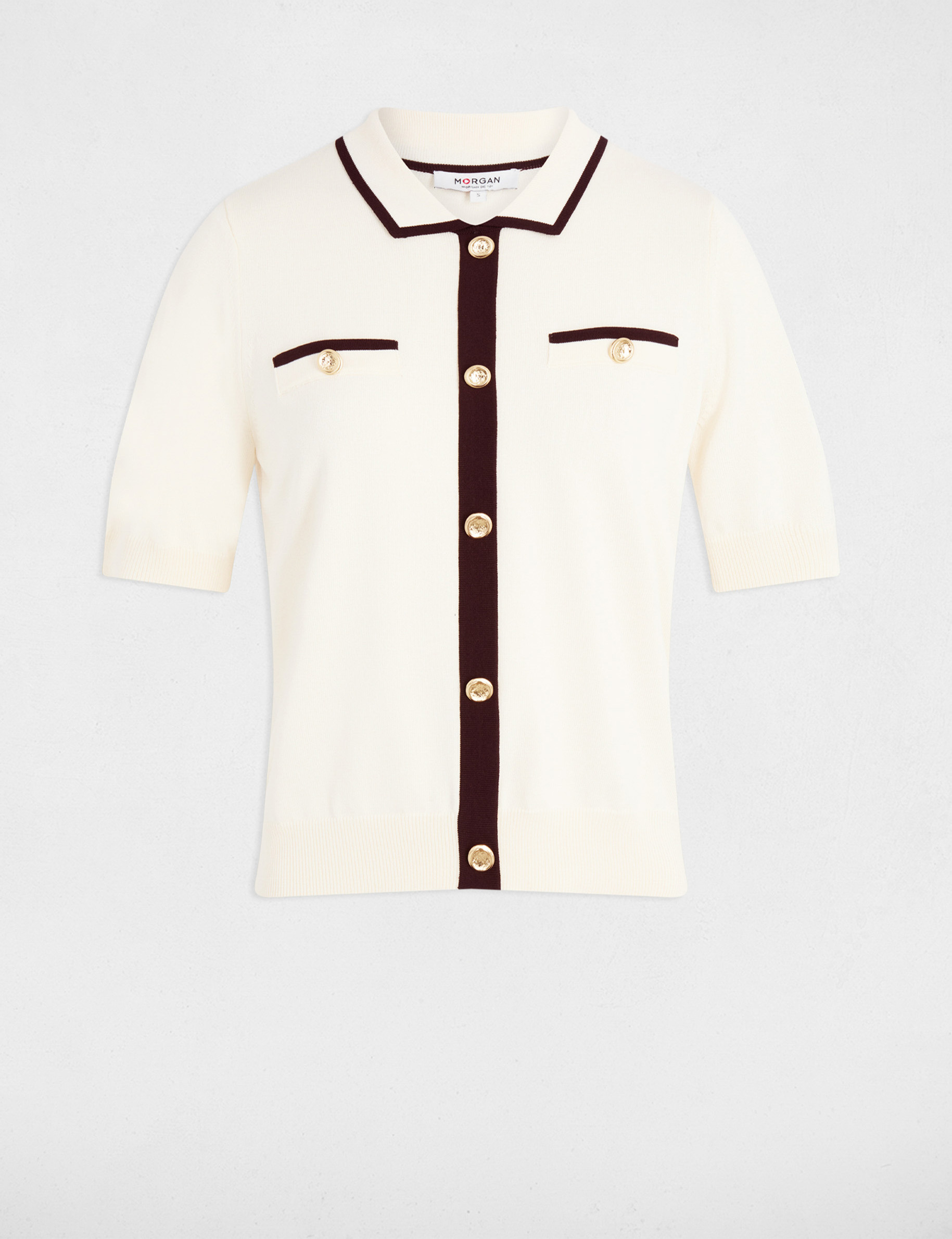 Short-sleeve cardigan ivory women