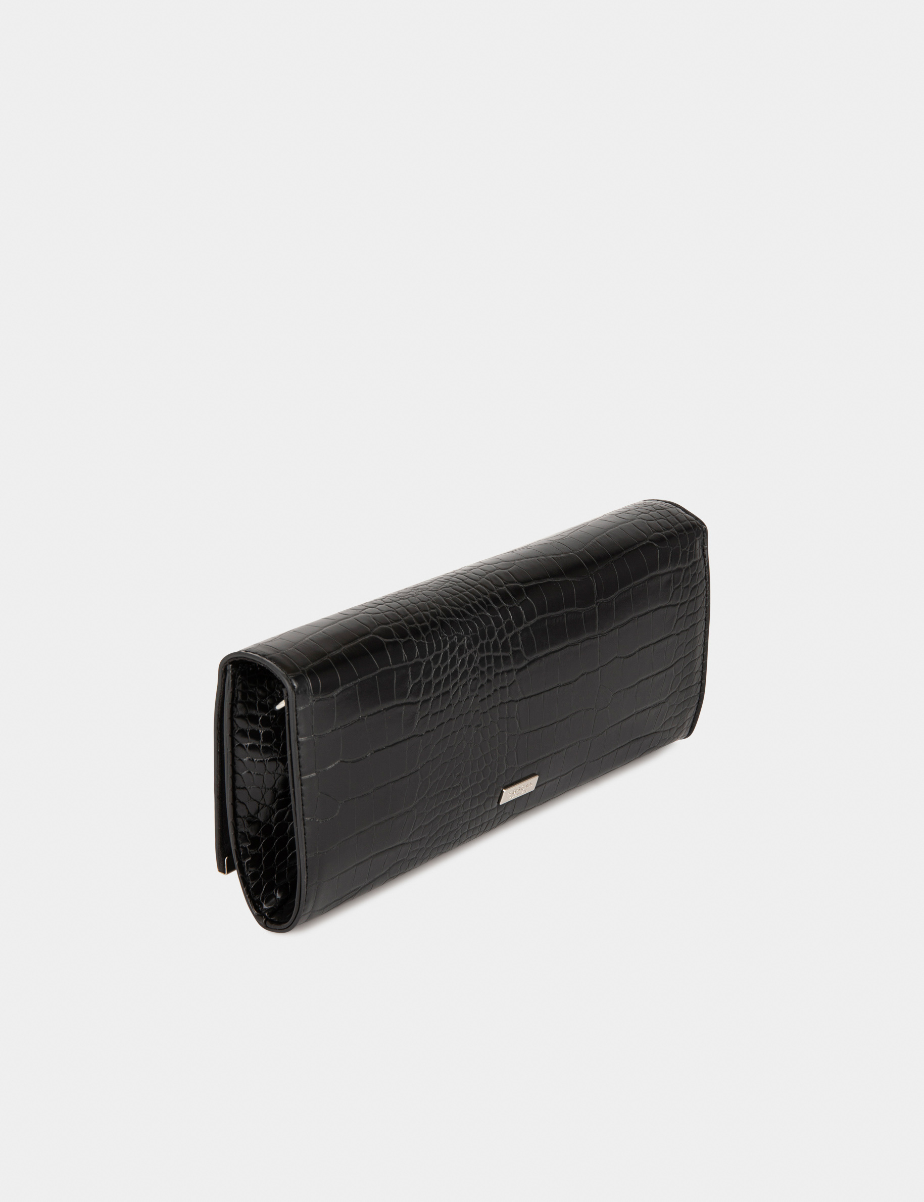 Clutch bag with croc effect black ladies'