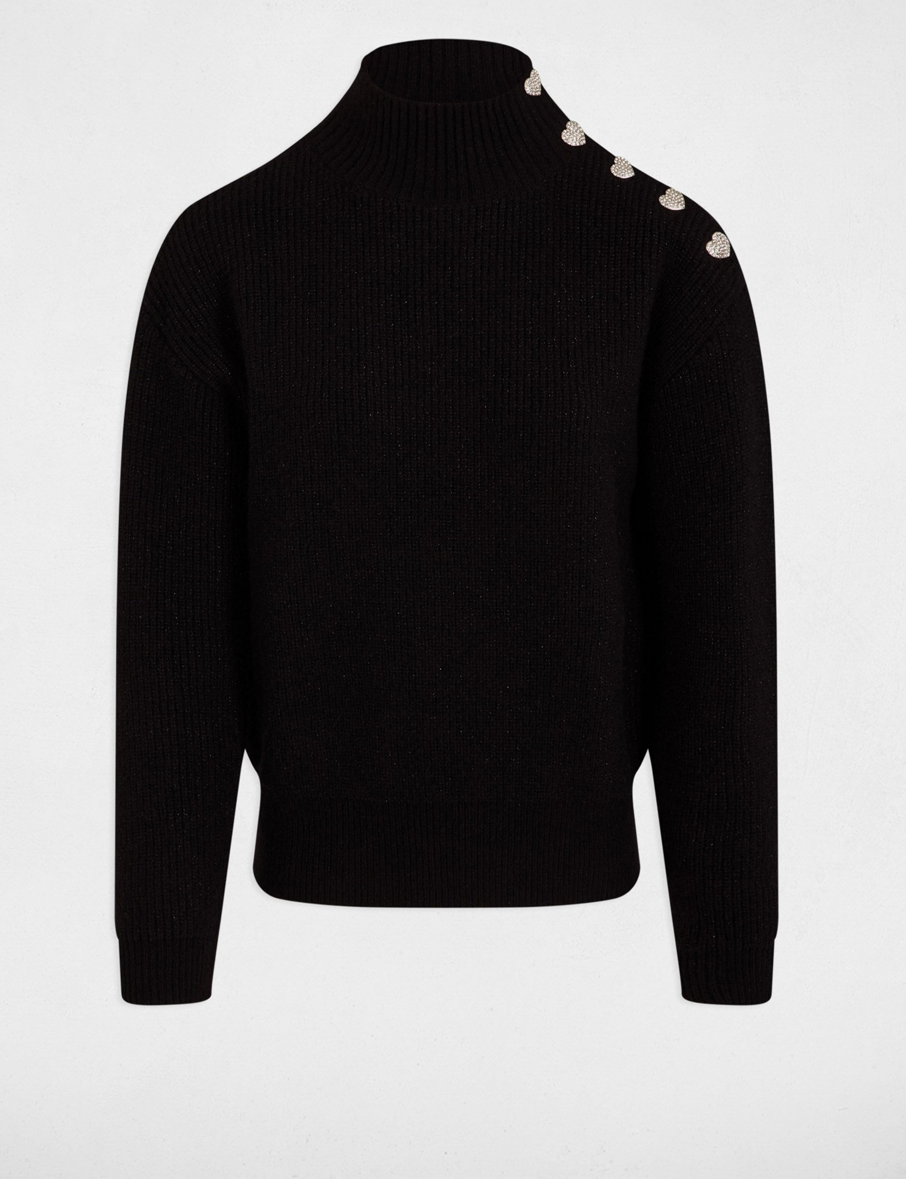 Long-sleeved jumper with buttons black women