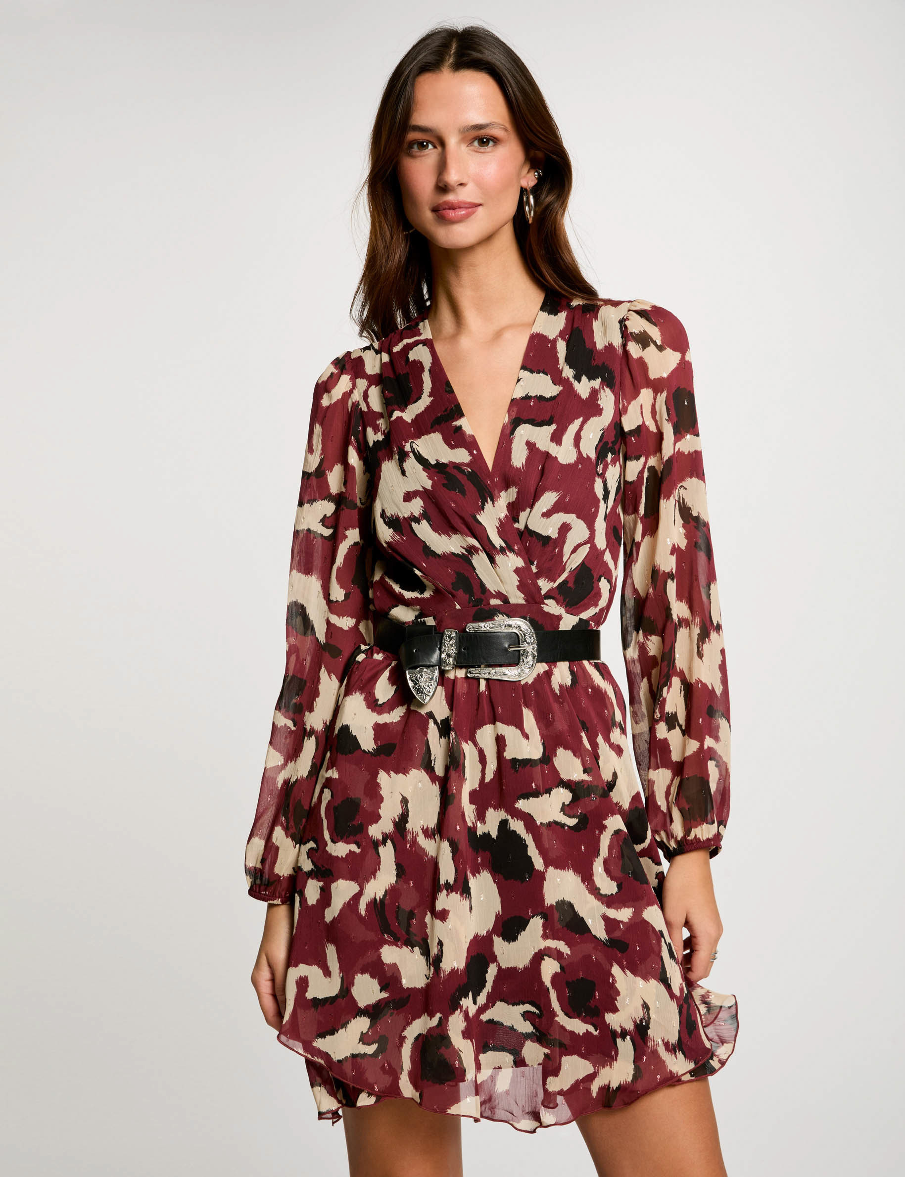 robe courte evasee imprimee multicolore femme Robe courte évasée imprimée multicolore femme