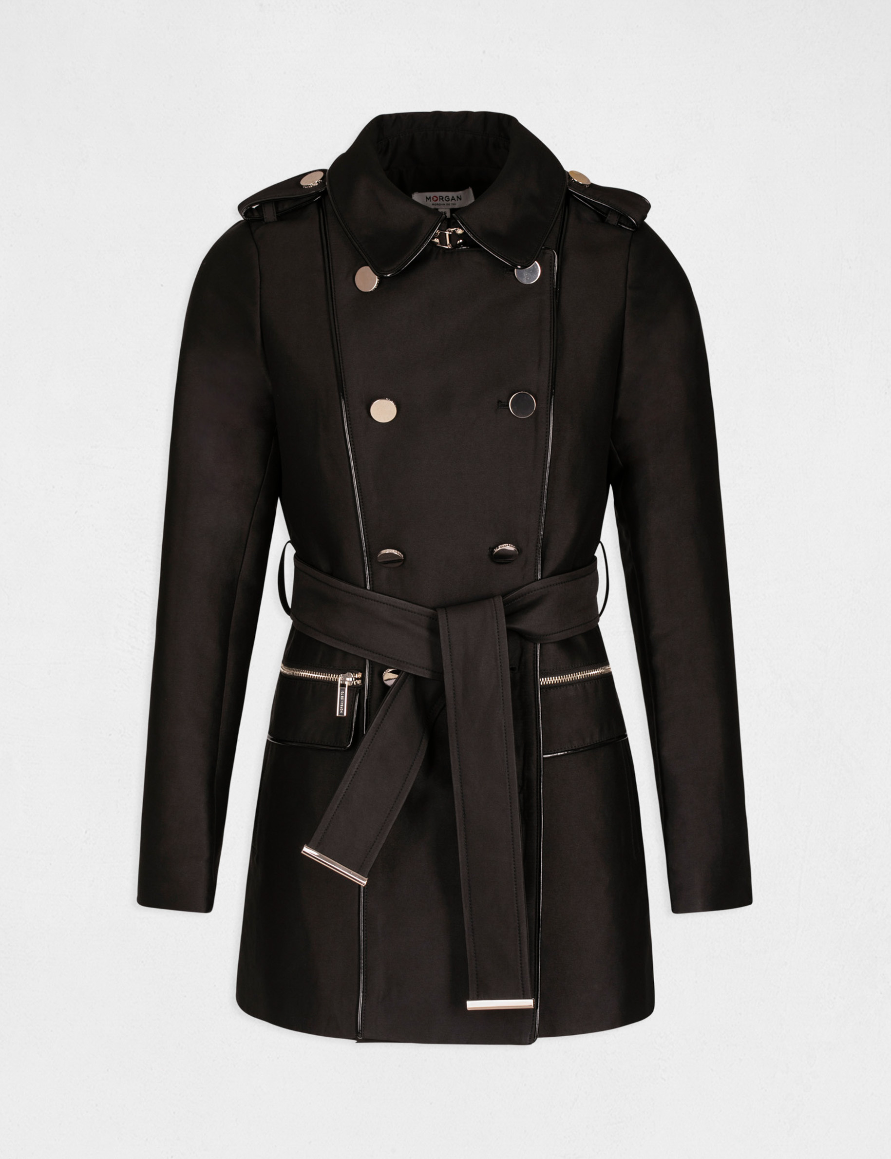 straight belted trenchcoat black women Straight belted trenchcoat black women