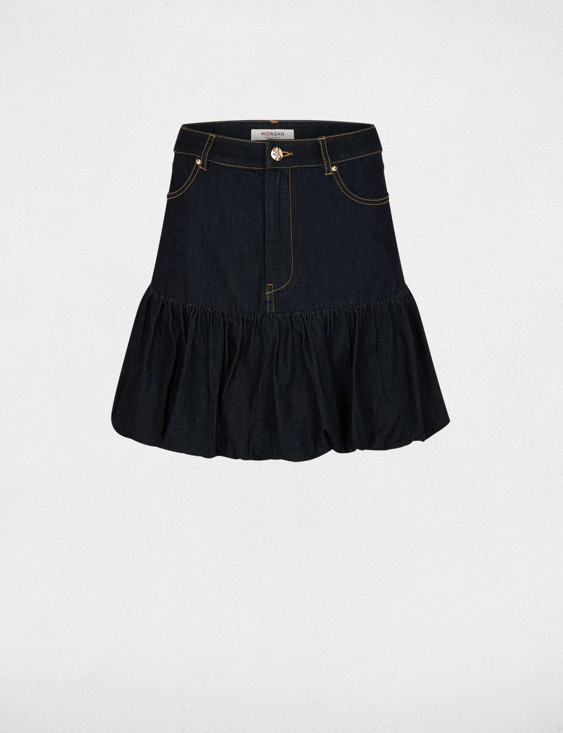 Denim bubble skirt blue women
