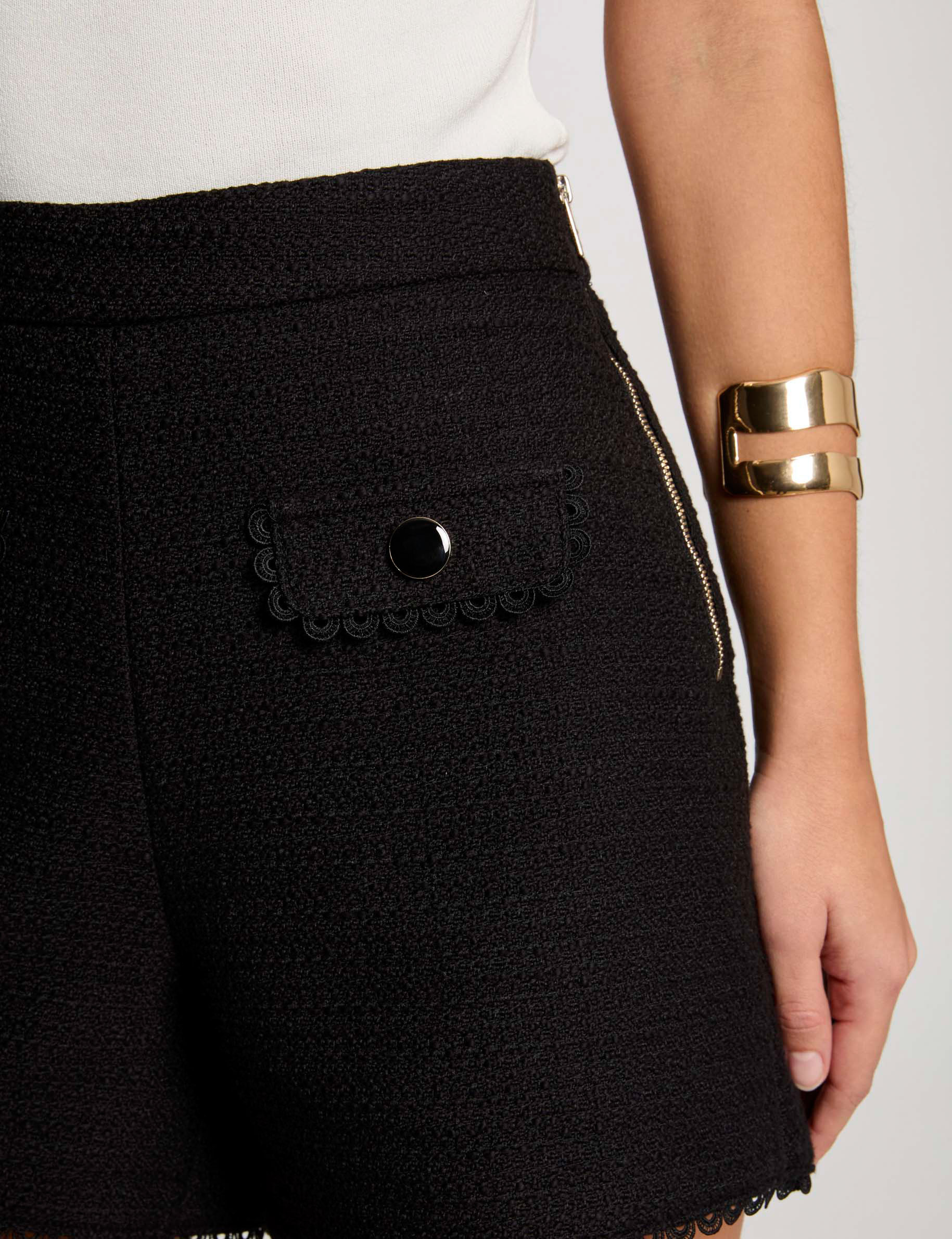straight tweed shorts black women Straight tweed shorts black women