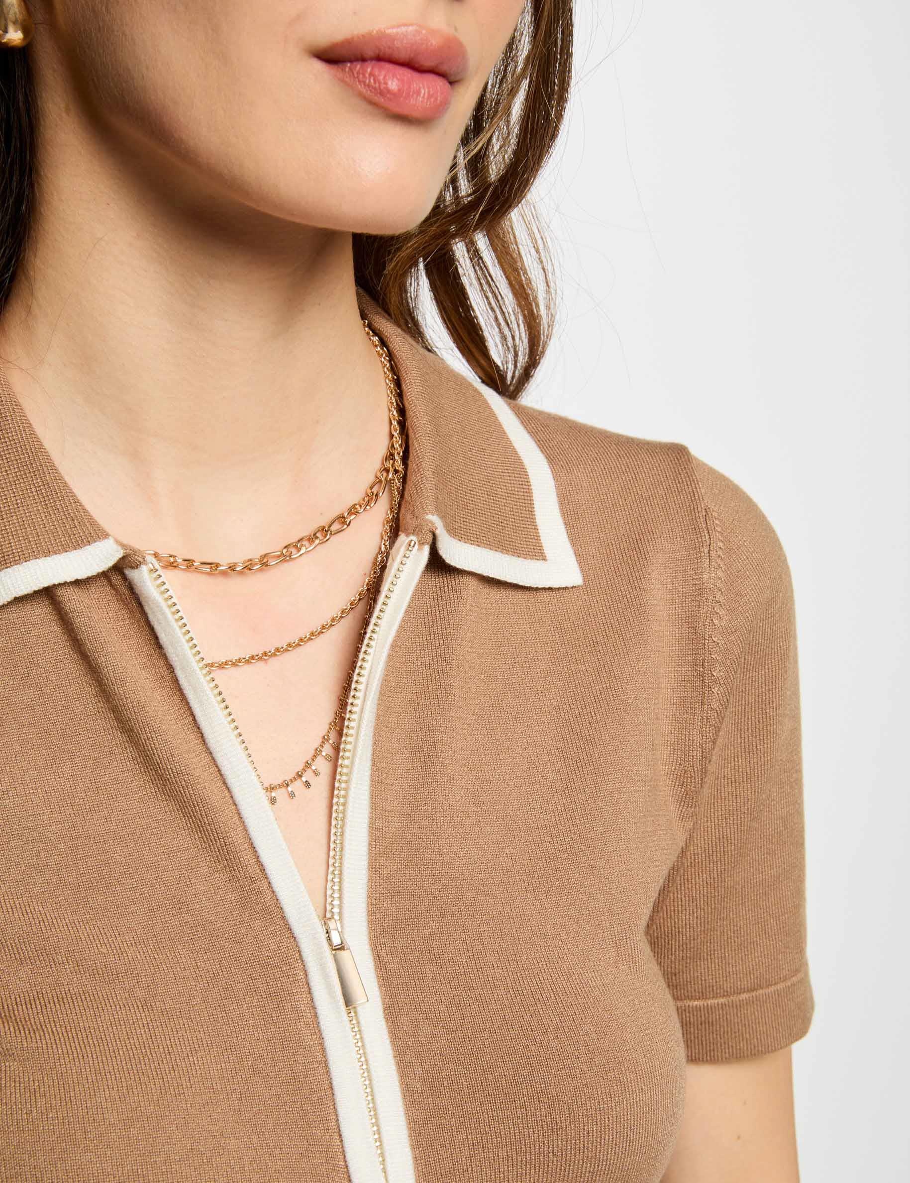 jumper zipped polo collar sand women Jumper zipped polo collar sand women