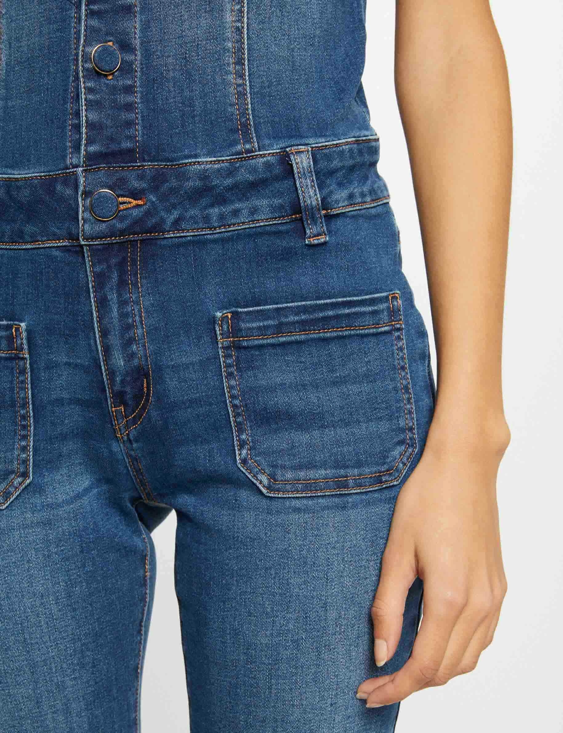 Combinaison pantalon en jean denim stone femme