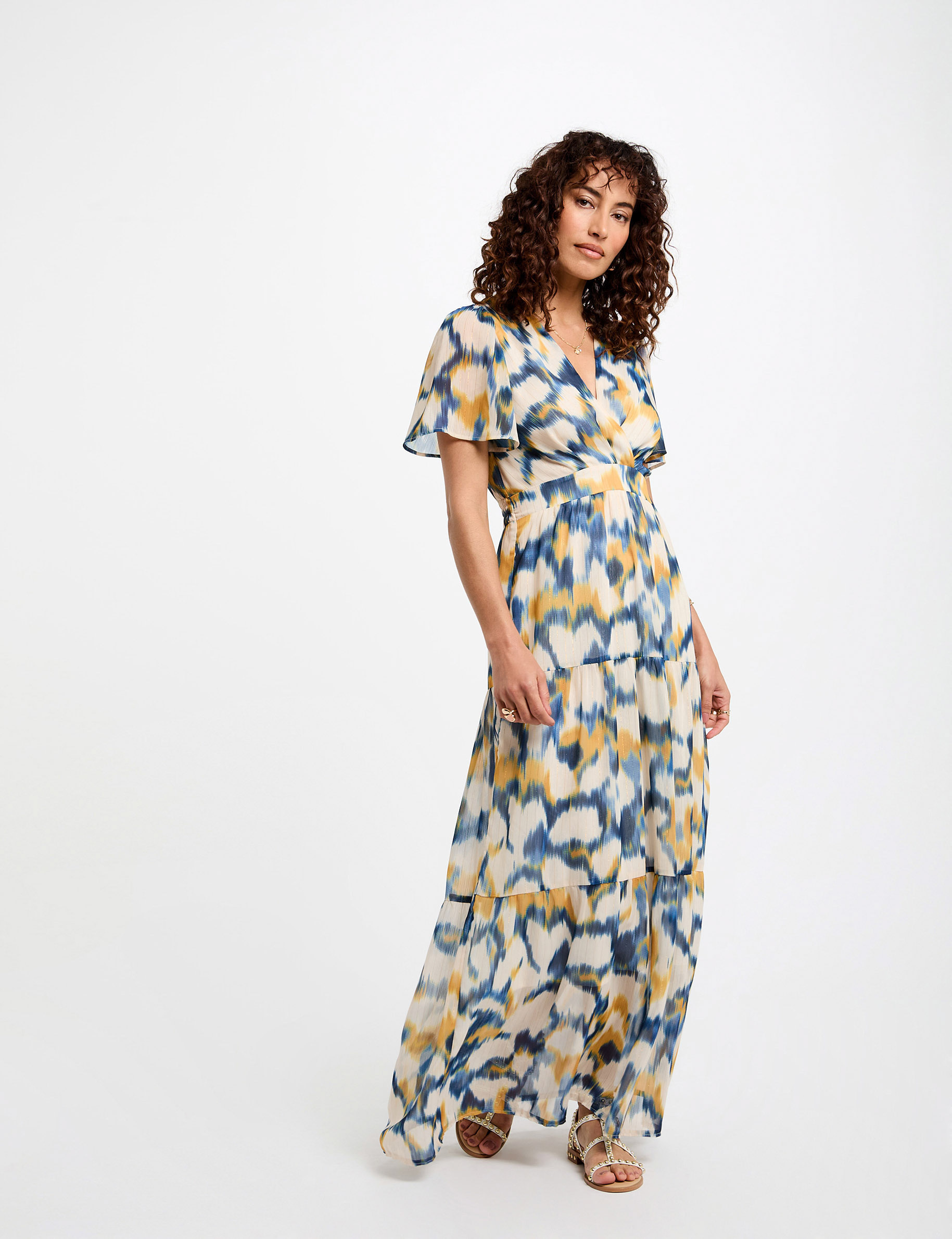 Printed maxi straight dress multicolor women