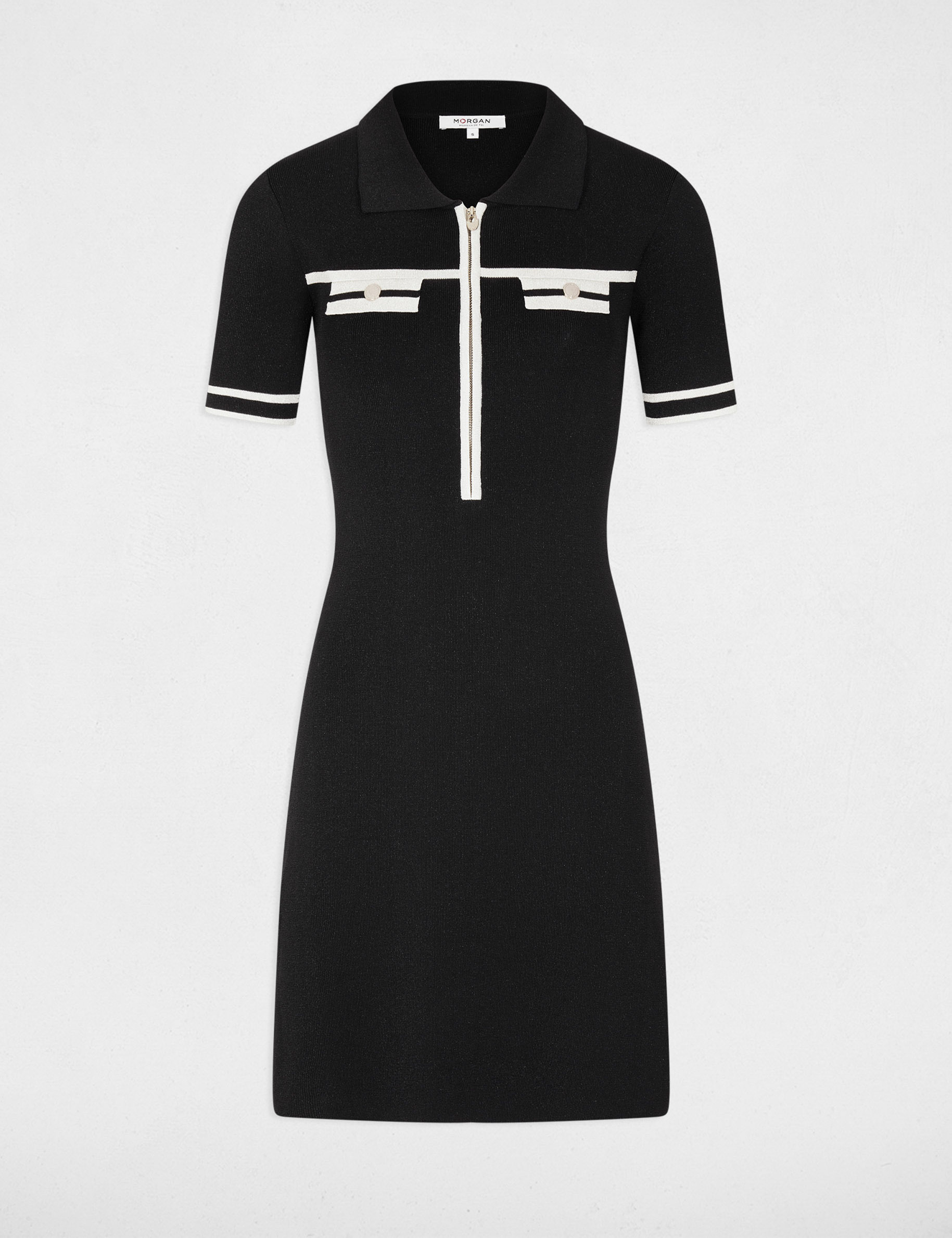 Fitted jumper dress with zipped collar black ladies'