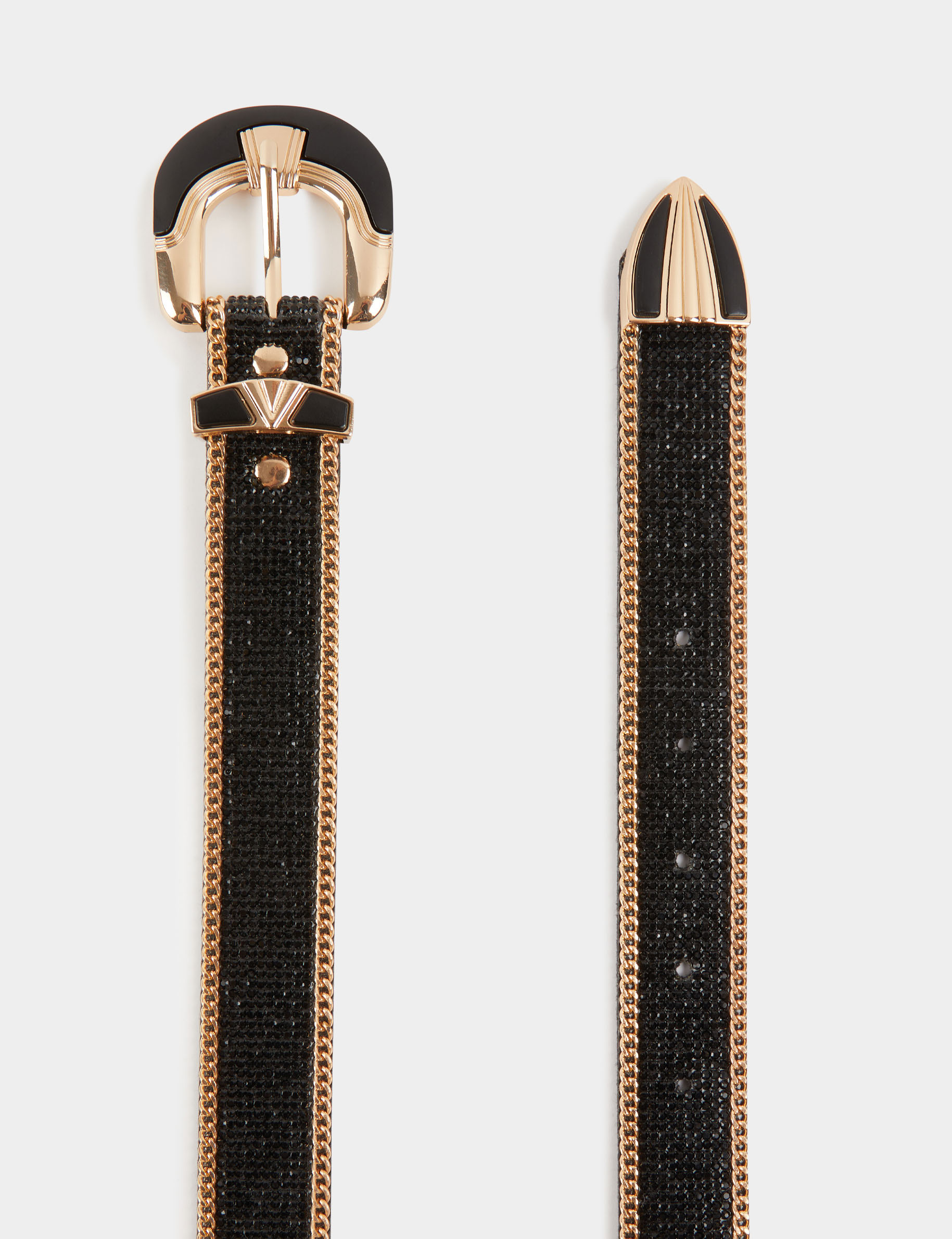 Belt with rhinestones and chains black women