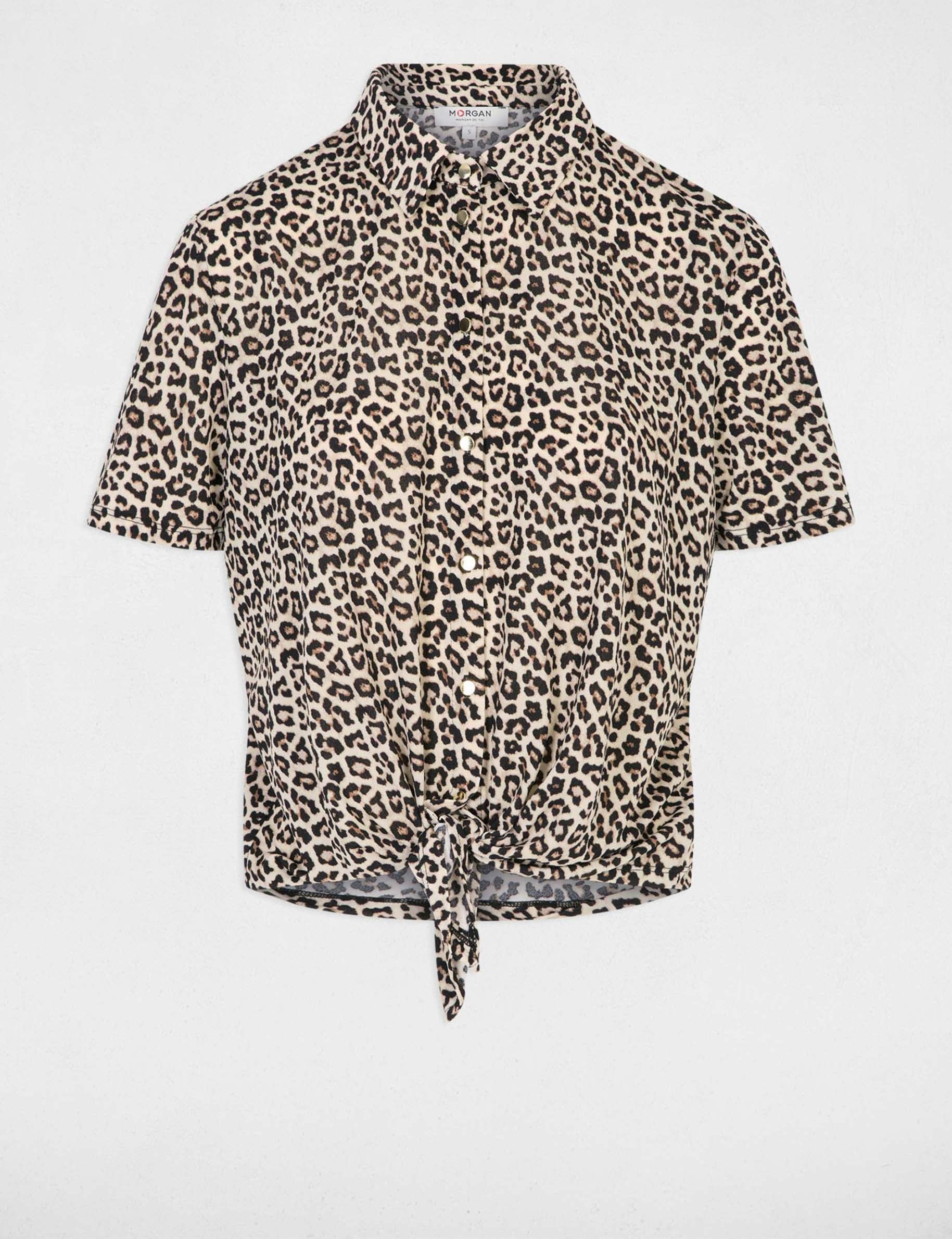 Tie-front shirt with notch collar multicolor women