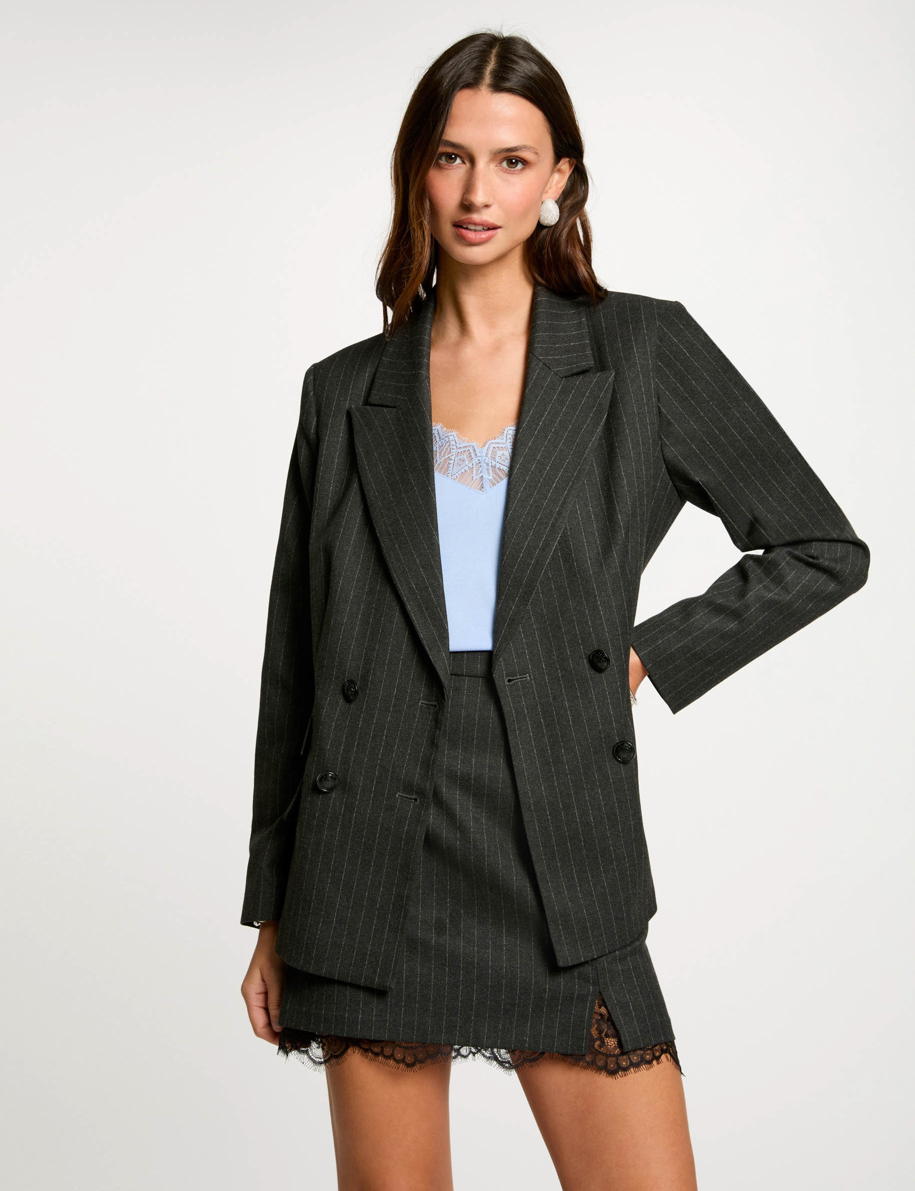 blazer with stripes anthracite grey women Blazer with stripes anthracite grey women