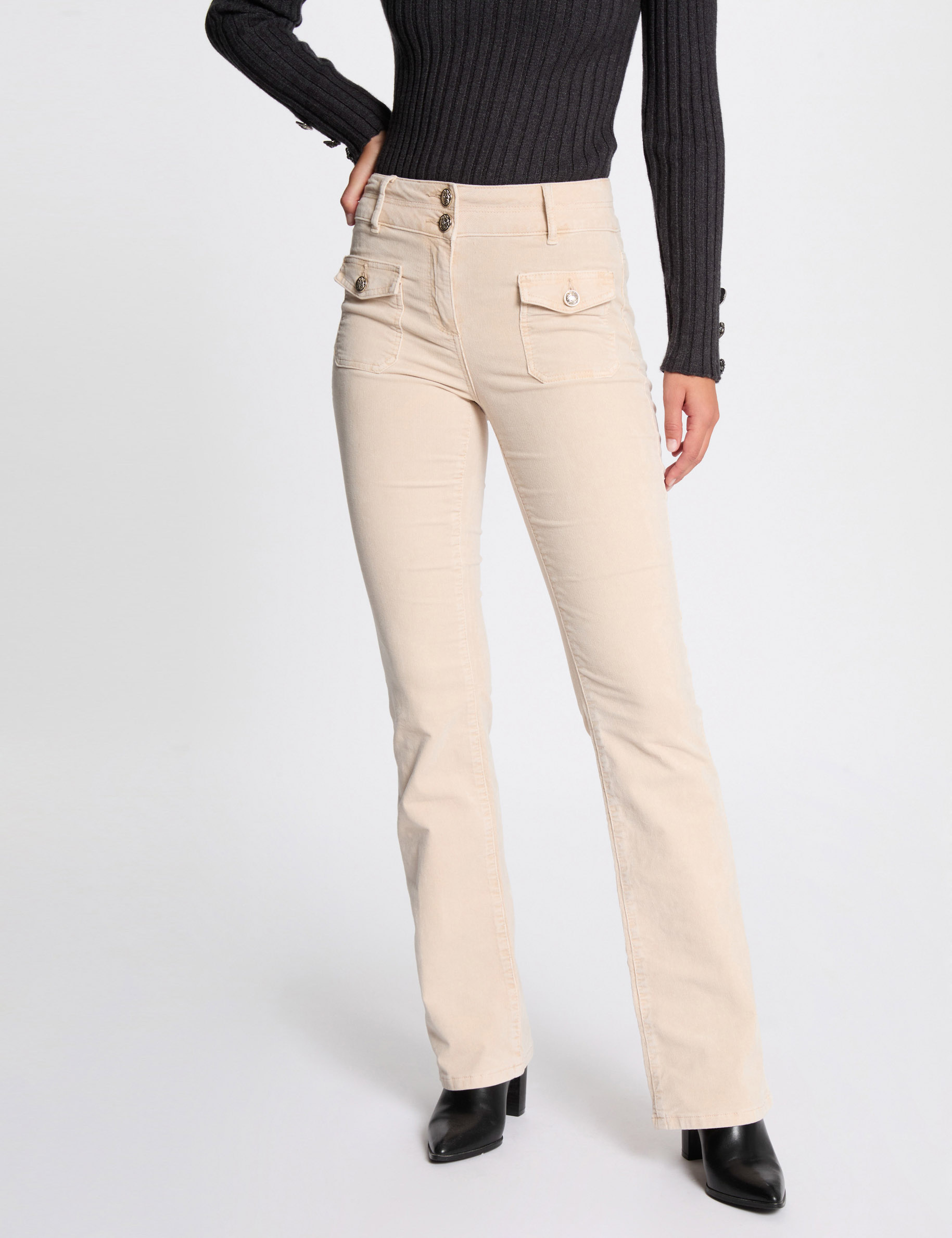 Velvet fitted trousers ivory women