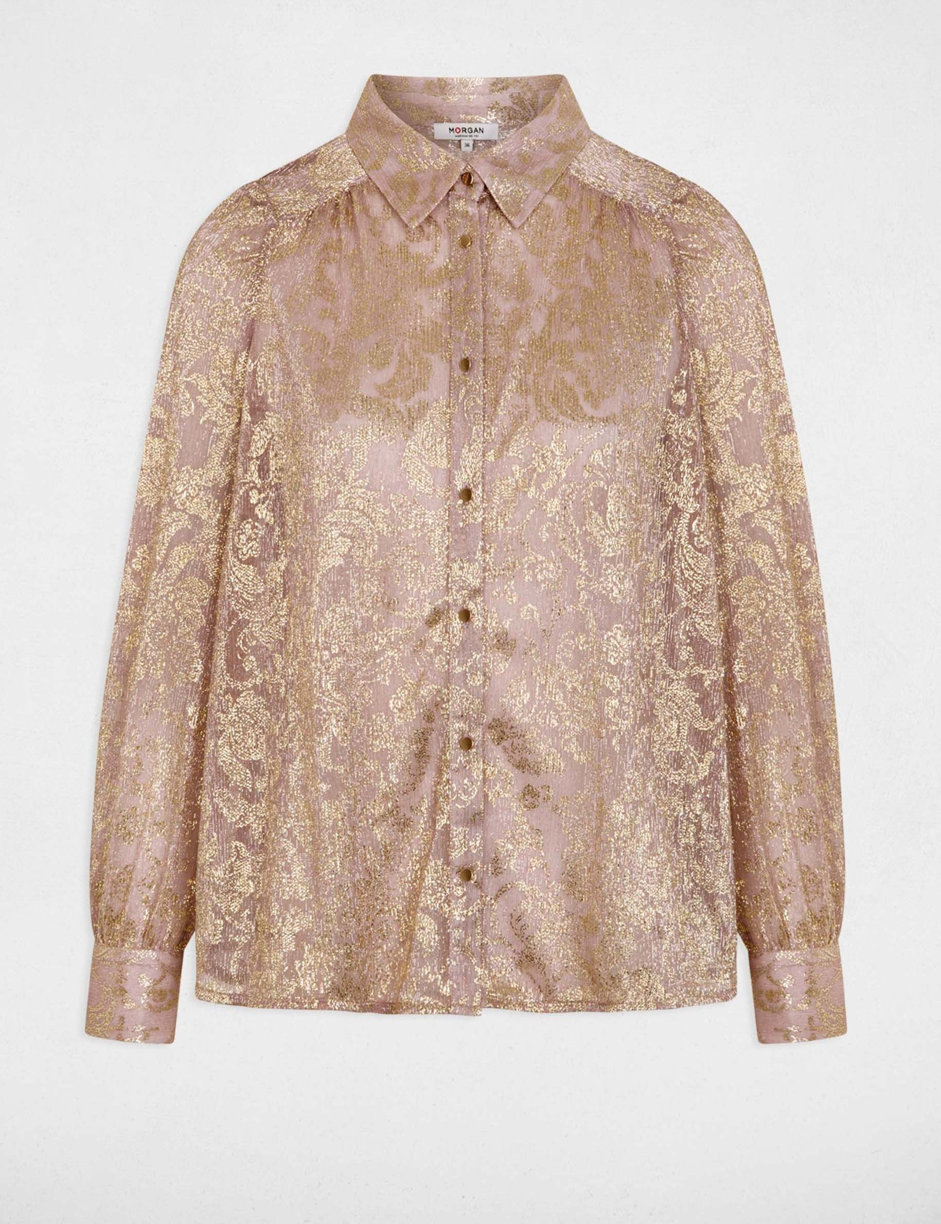 Shirt with a notched collar gold yellow women