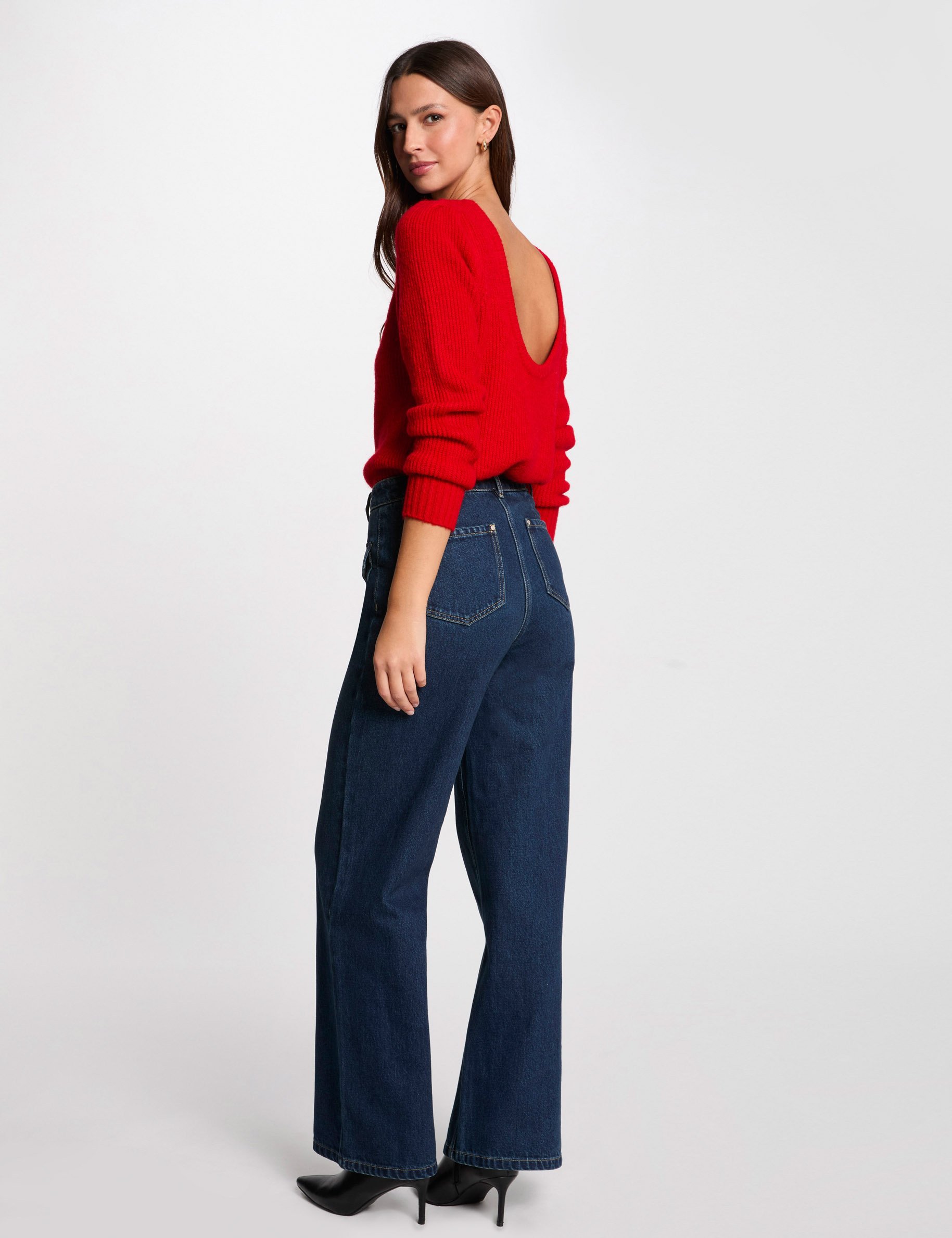 pull col rond manches longues rouge femme Pull col rond manches longues rouge femme