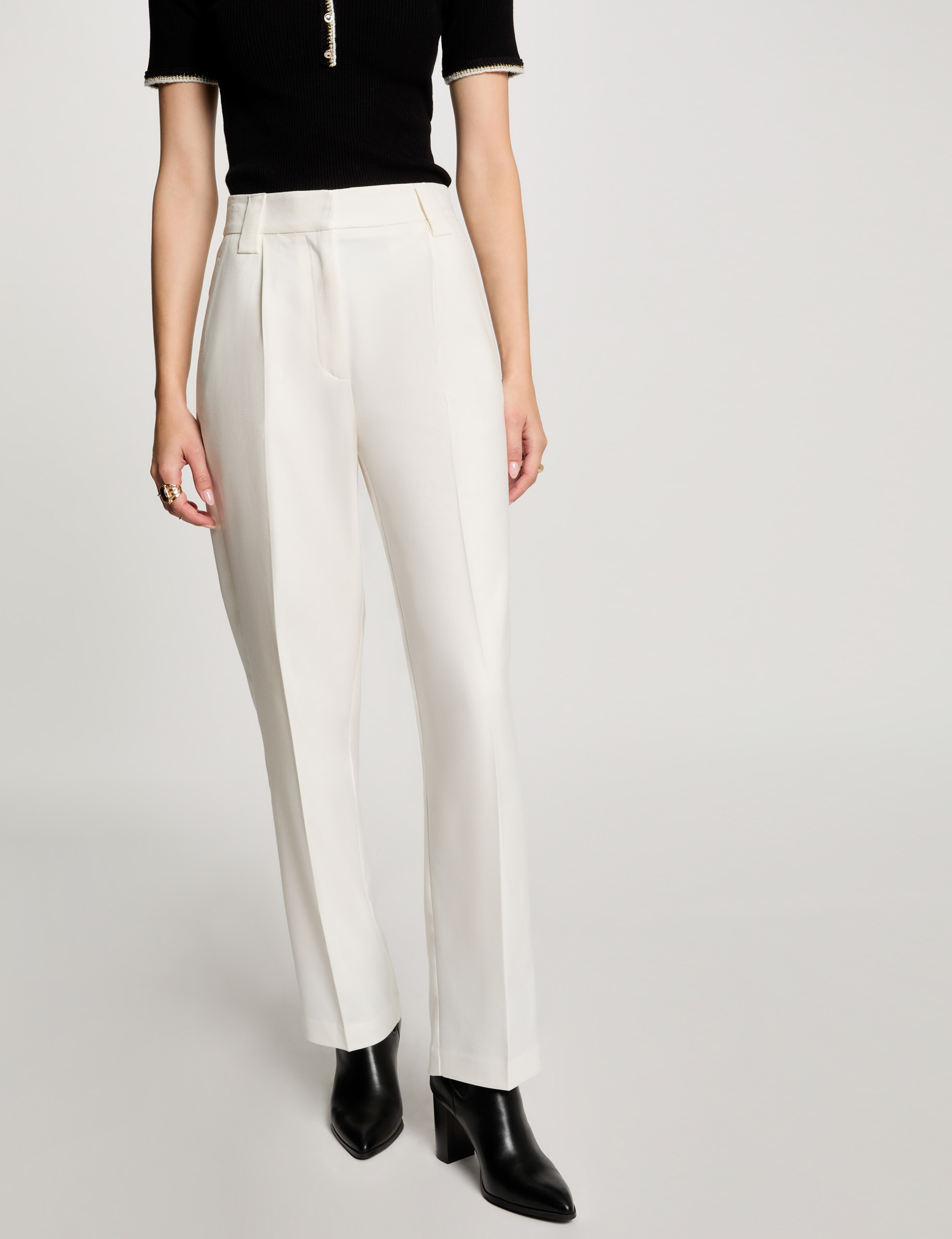 wide leg trousers with darts ecru women Wide leg trousers with darts ecru women