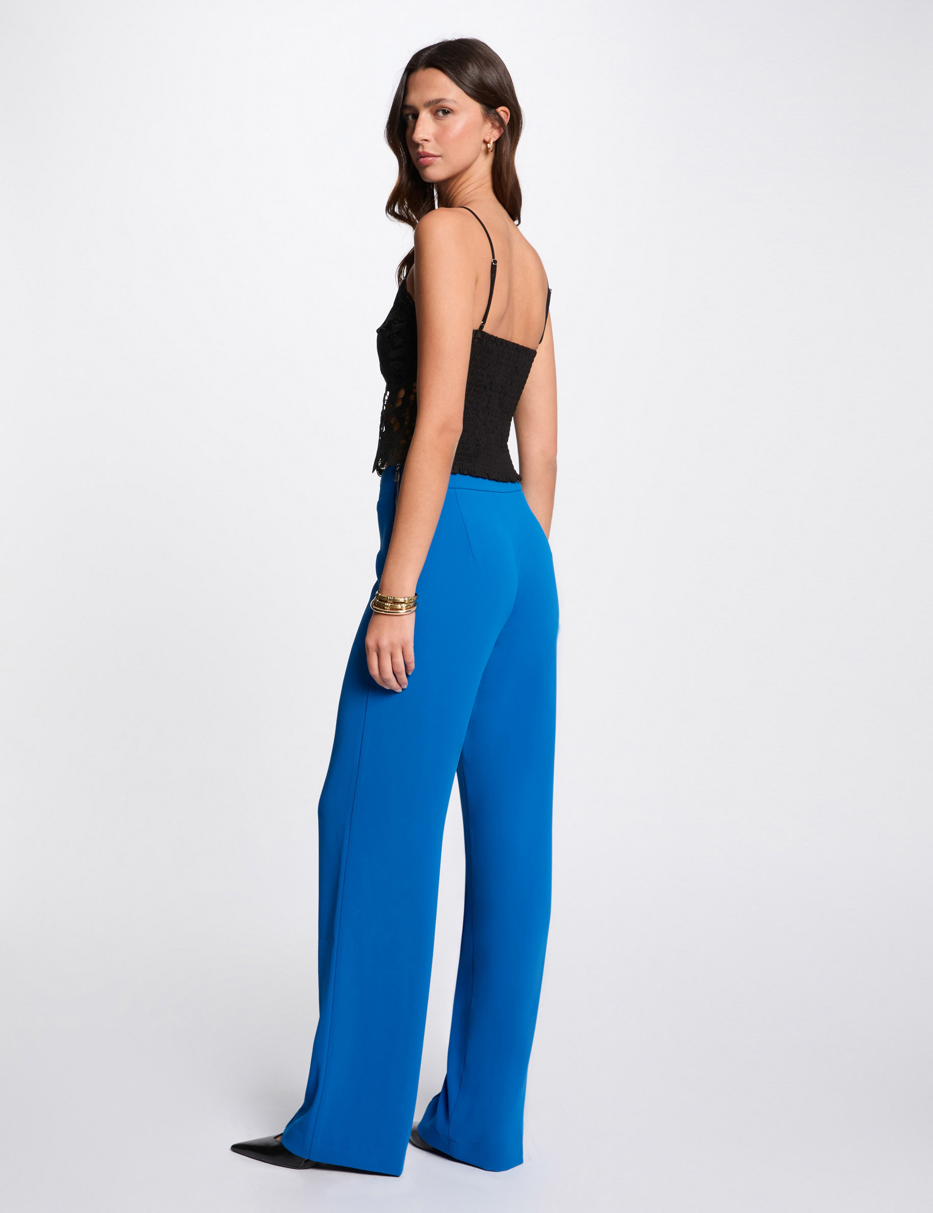 loose wide leg trousers electric blue women Loose wide leg trousers electric blue women