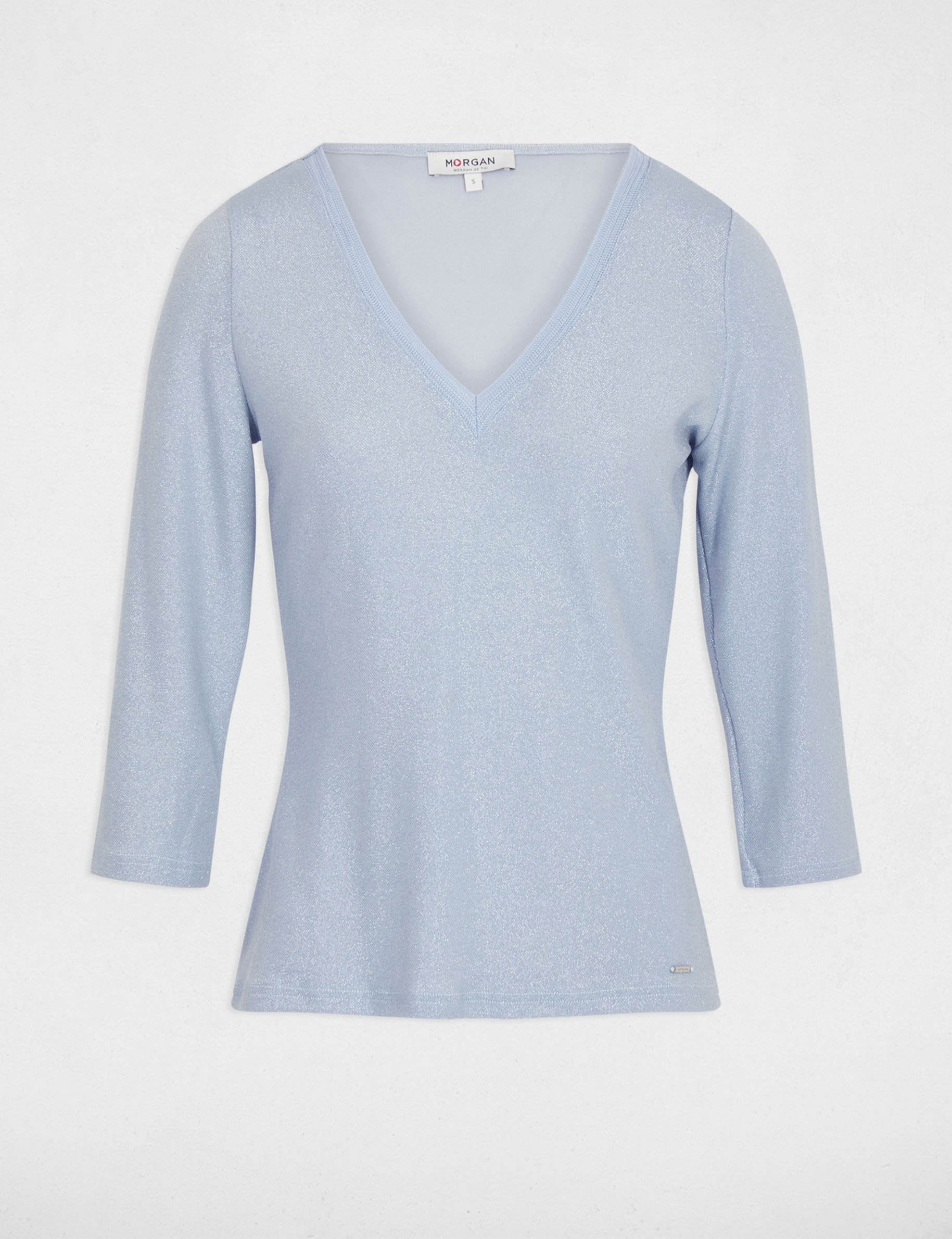 3/4-length sleeved t-shirt sky blue women