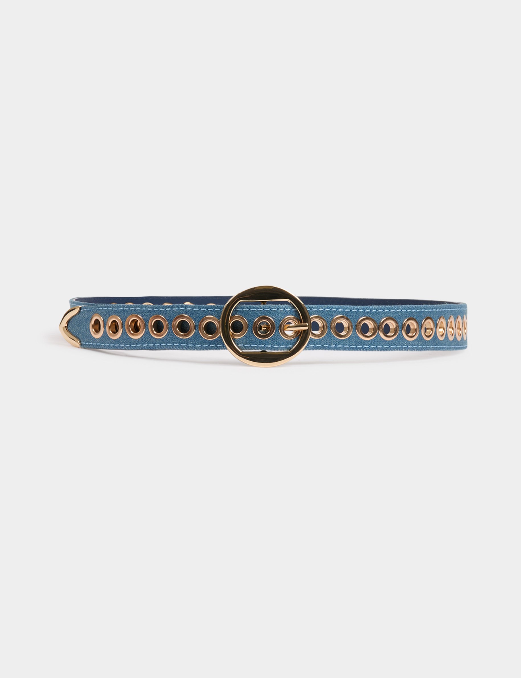 denim belt with eyelets stone wash denim women Denim belt with eyelets stone wash denim women