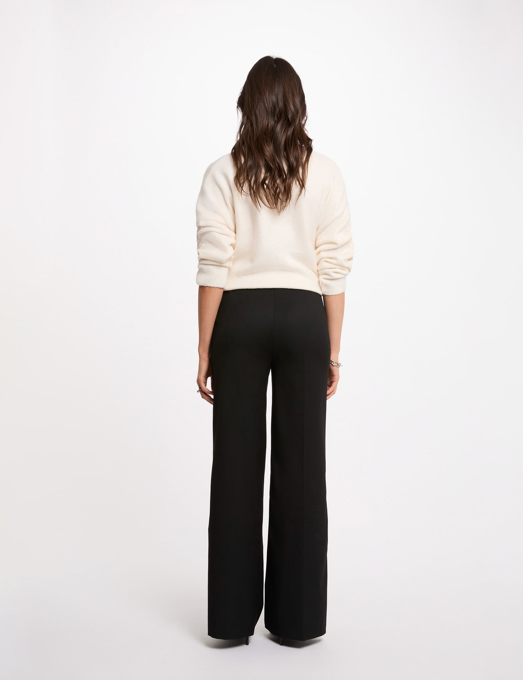 High-waisted wide-leg trousers black women
