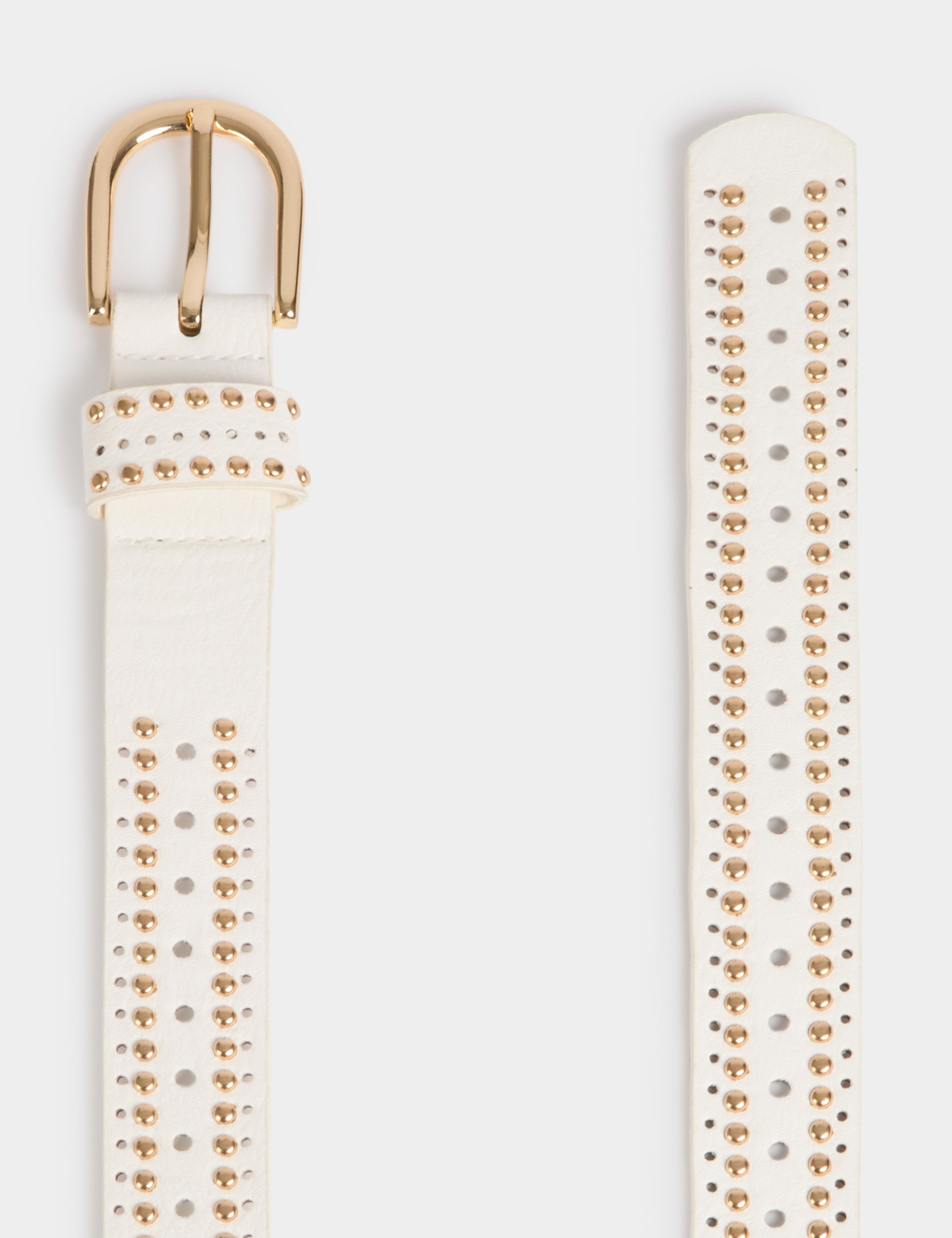 belt with studs and perforations white women Belt with studs and perforations white women