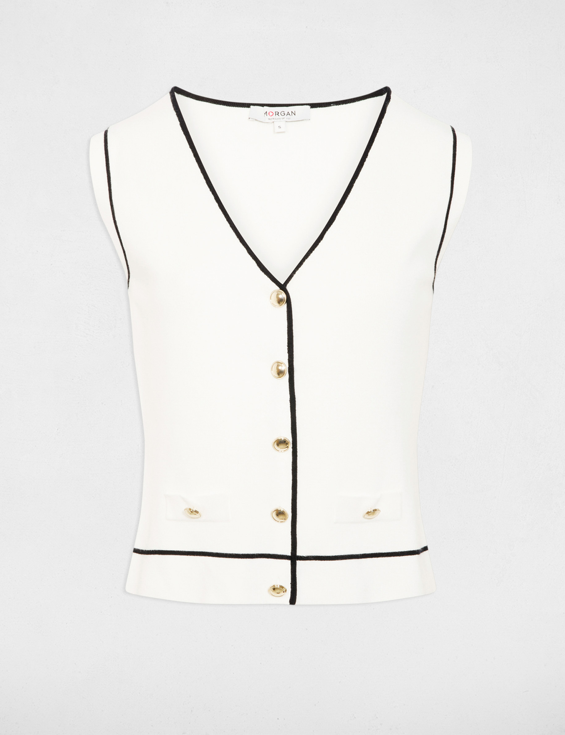 Sleeveless V-neck sweater white women
