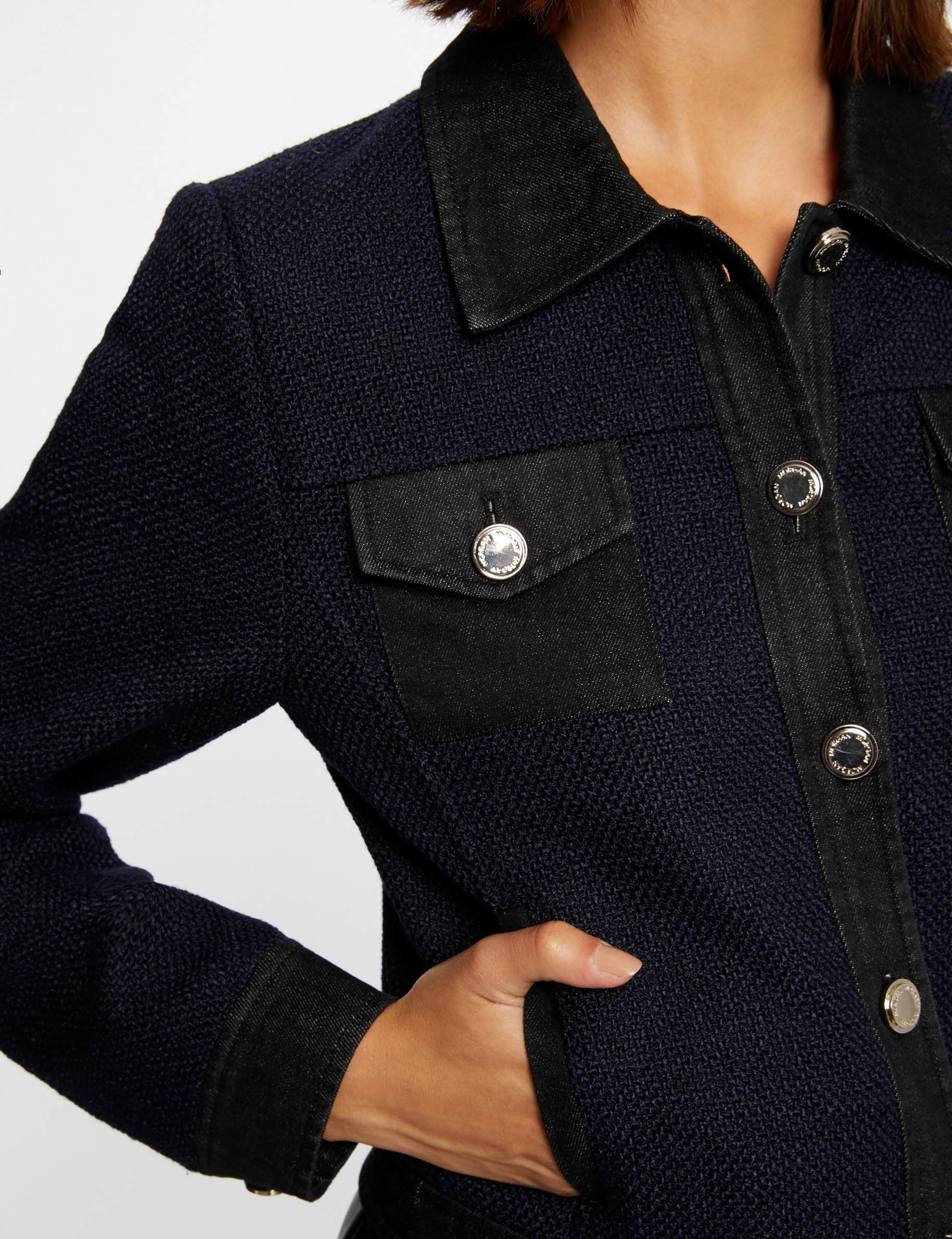 Straight buttoned jacket navy ladies' Straight buttoned jacket navy ladies'