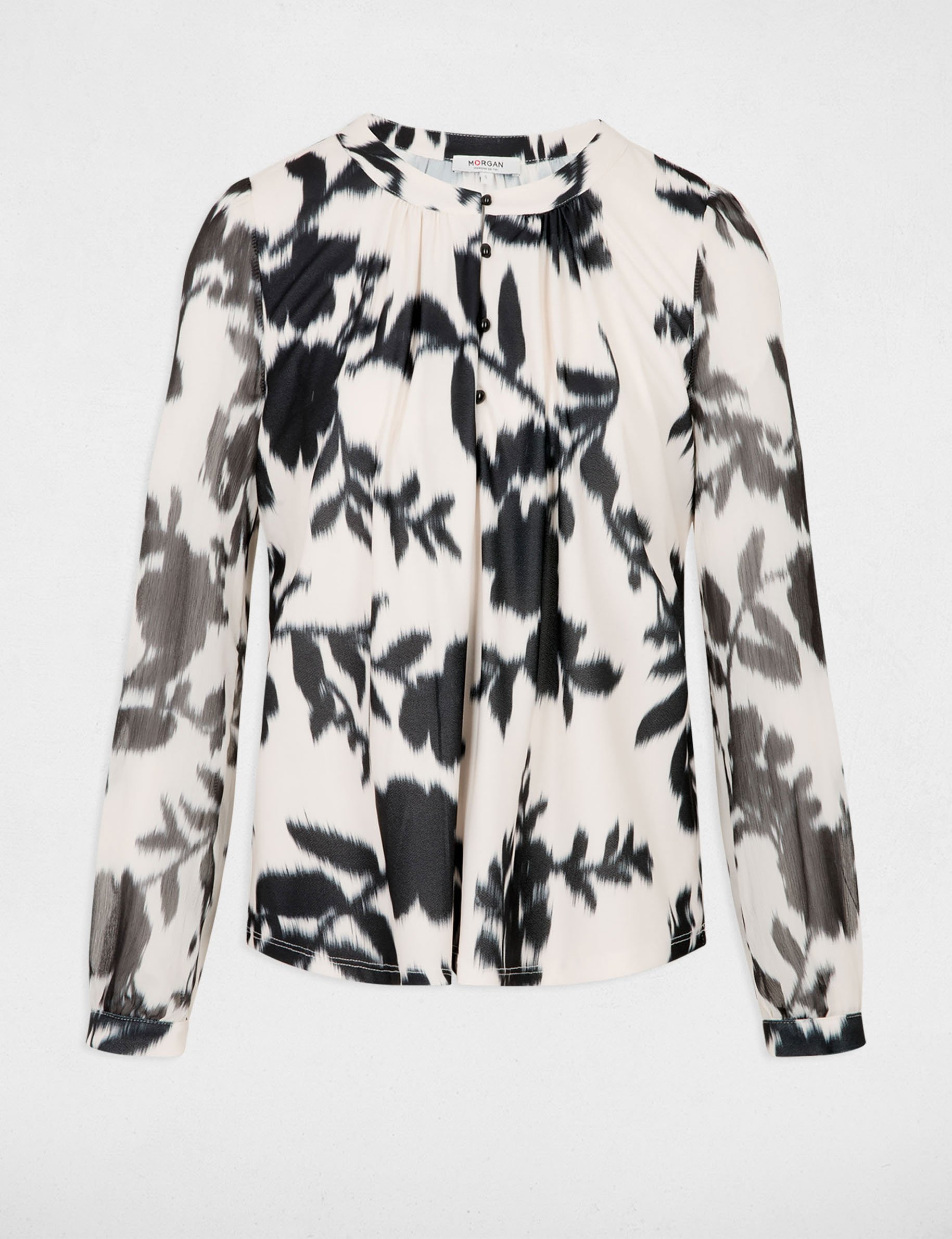 Long-sleeve voile t-shirt white women