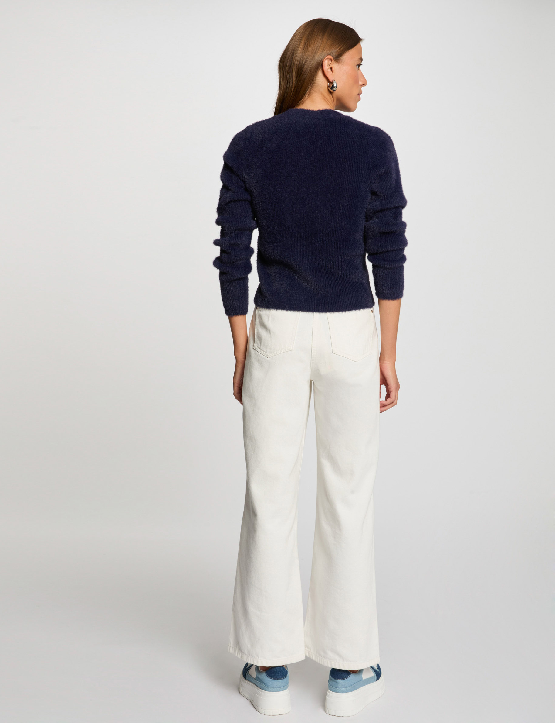 long sleeved cardigan navy blue women Long-sleeved cardigan navy blue women