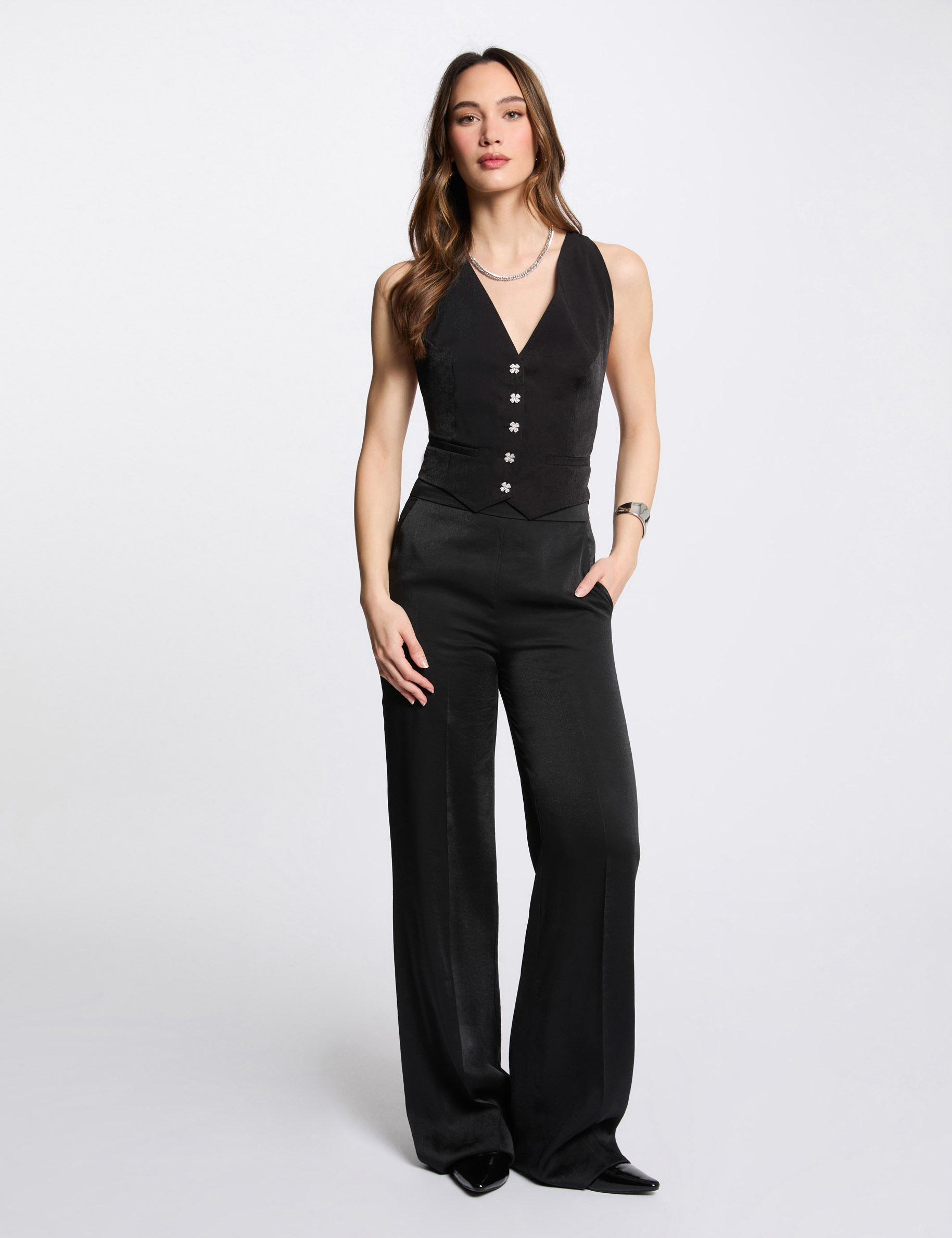 Sleeveless cardigan black women