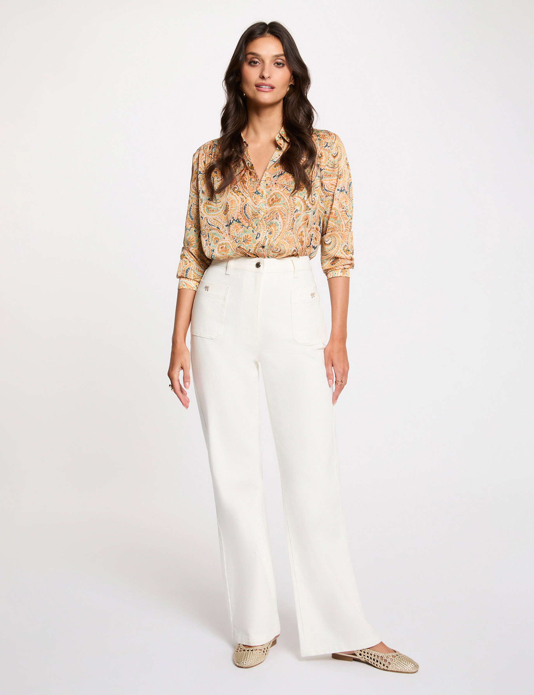 Satin top with lapel collar multicolor women